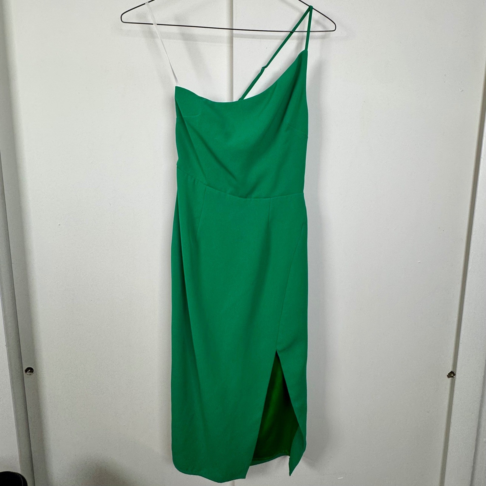 Lovers + Friends Lazo Green One Shoulder Midi Dress Slit XS Cocktail Formal