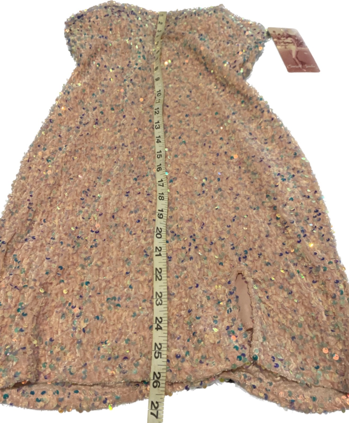 NWT Emerald Sundae Pink Sequin Mini Dress Womens Size M Stretch Built in Bra