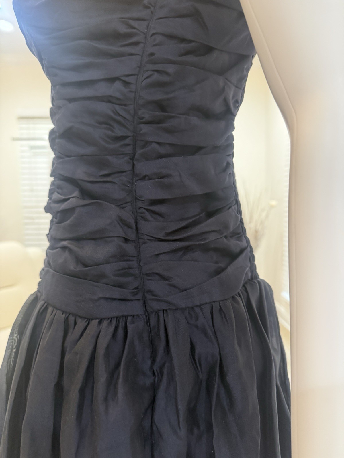 AQUA Sweetheart Navy Ruched Bubble Mini Dress Size M