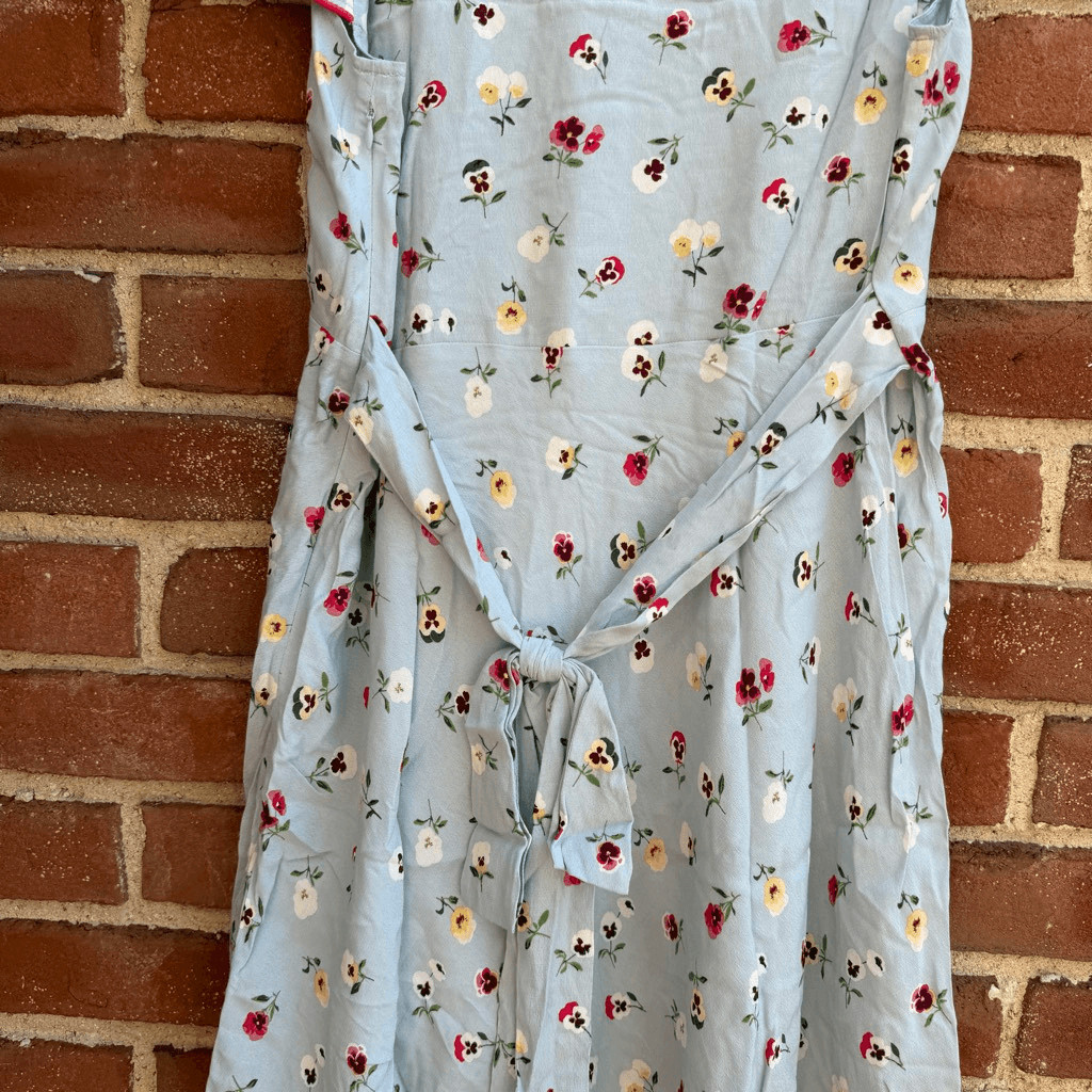 Gap x DOEN Blue Dublin Floral Mini Dress Short Sleeve Fit Flare Boho 16 NWOT