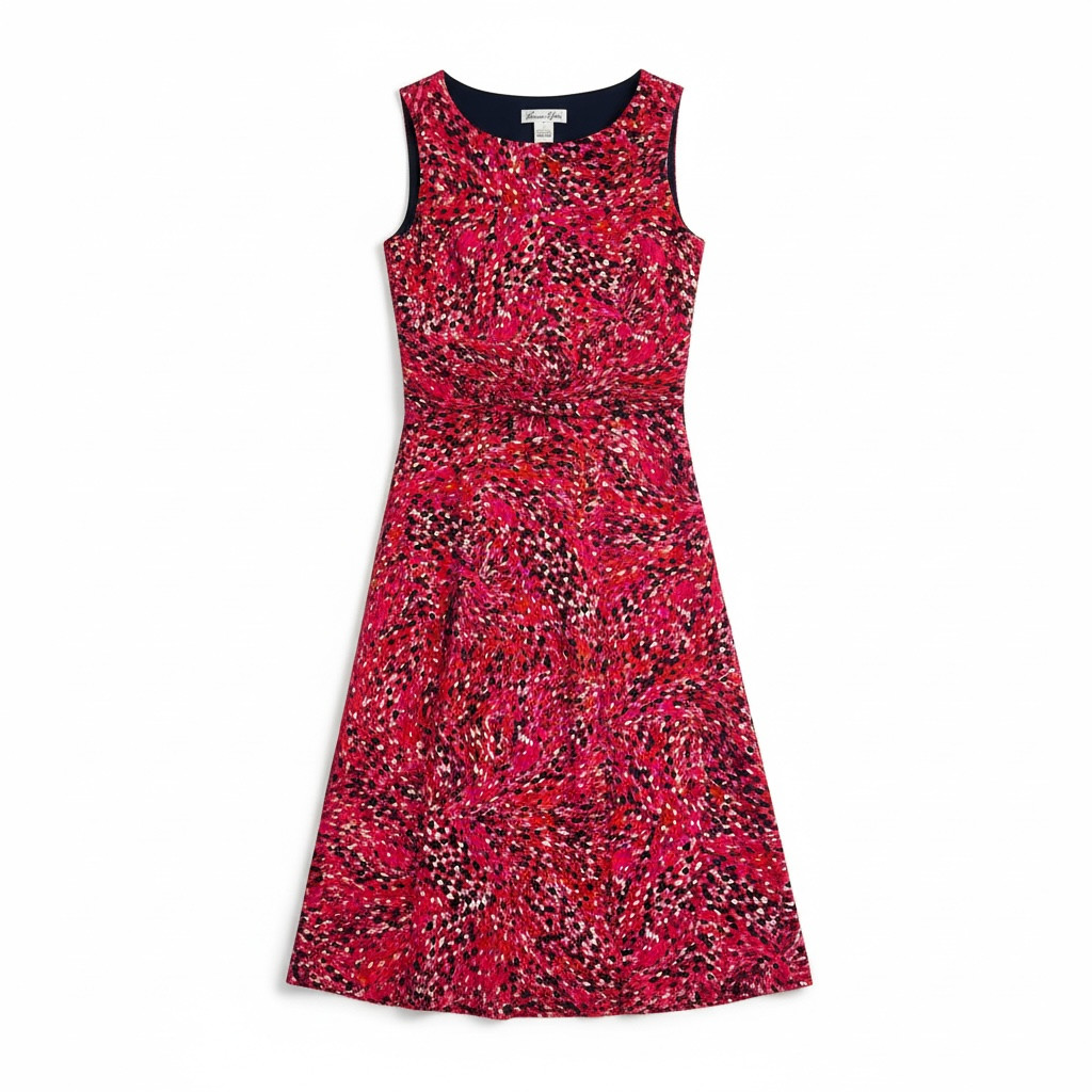 Laura Jeffries Women’s Size 6 Ruched Waist Abstract Mosaic Print Midi Dress