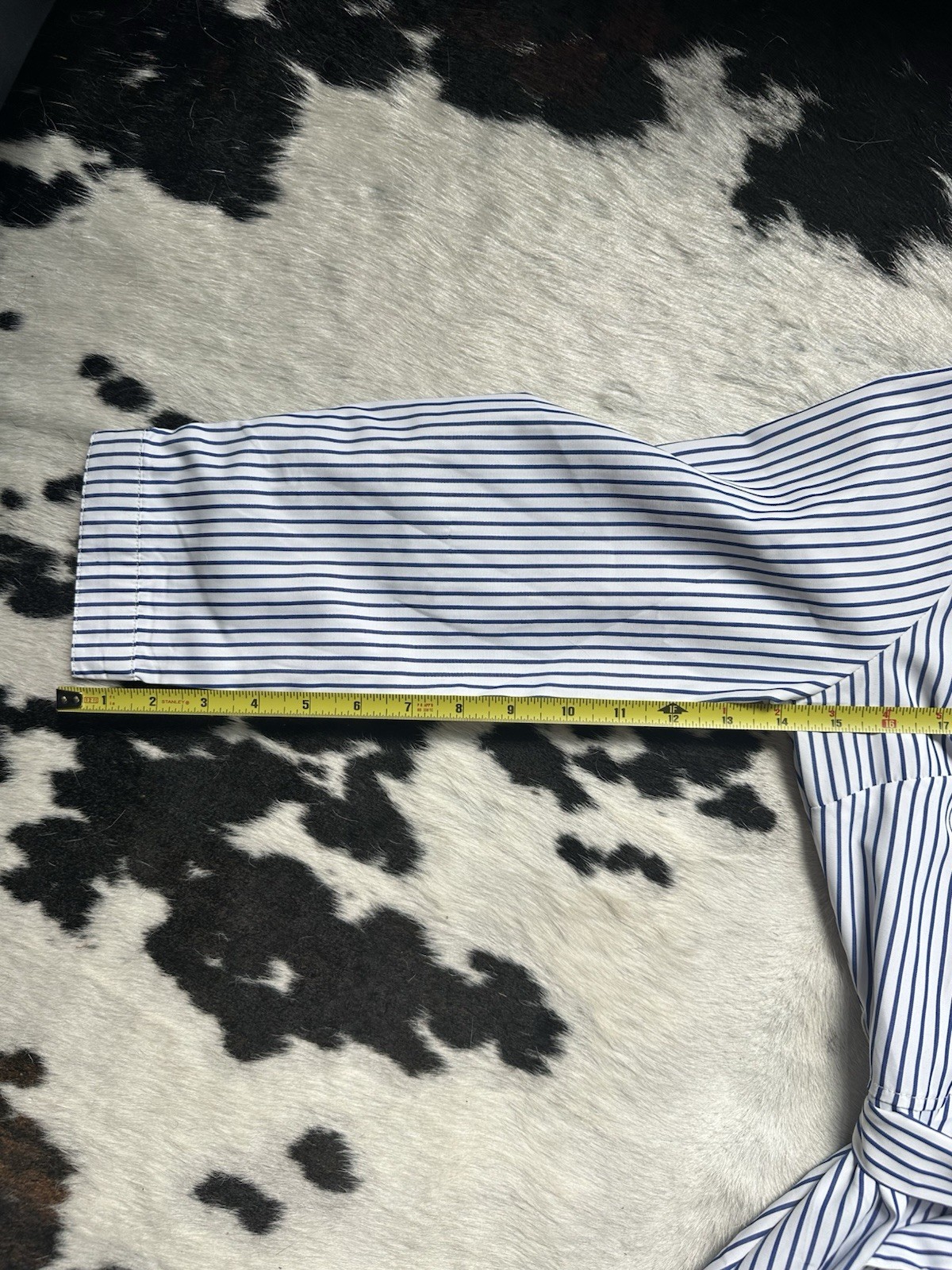 Striped Button-Front Maxi Shirt Dress w/Tie Waist Blue White 3/4 Sleeve Nautical