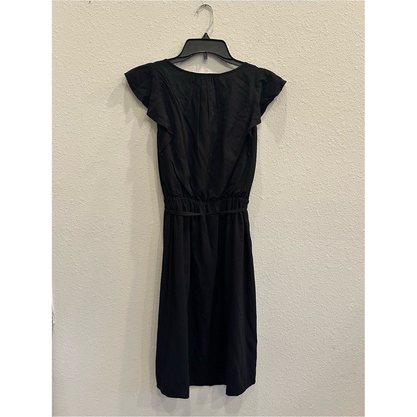 LOFT Black Flutter Sleeve Tie Waist Midi Dress Small