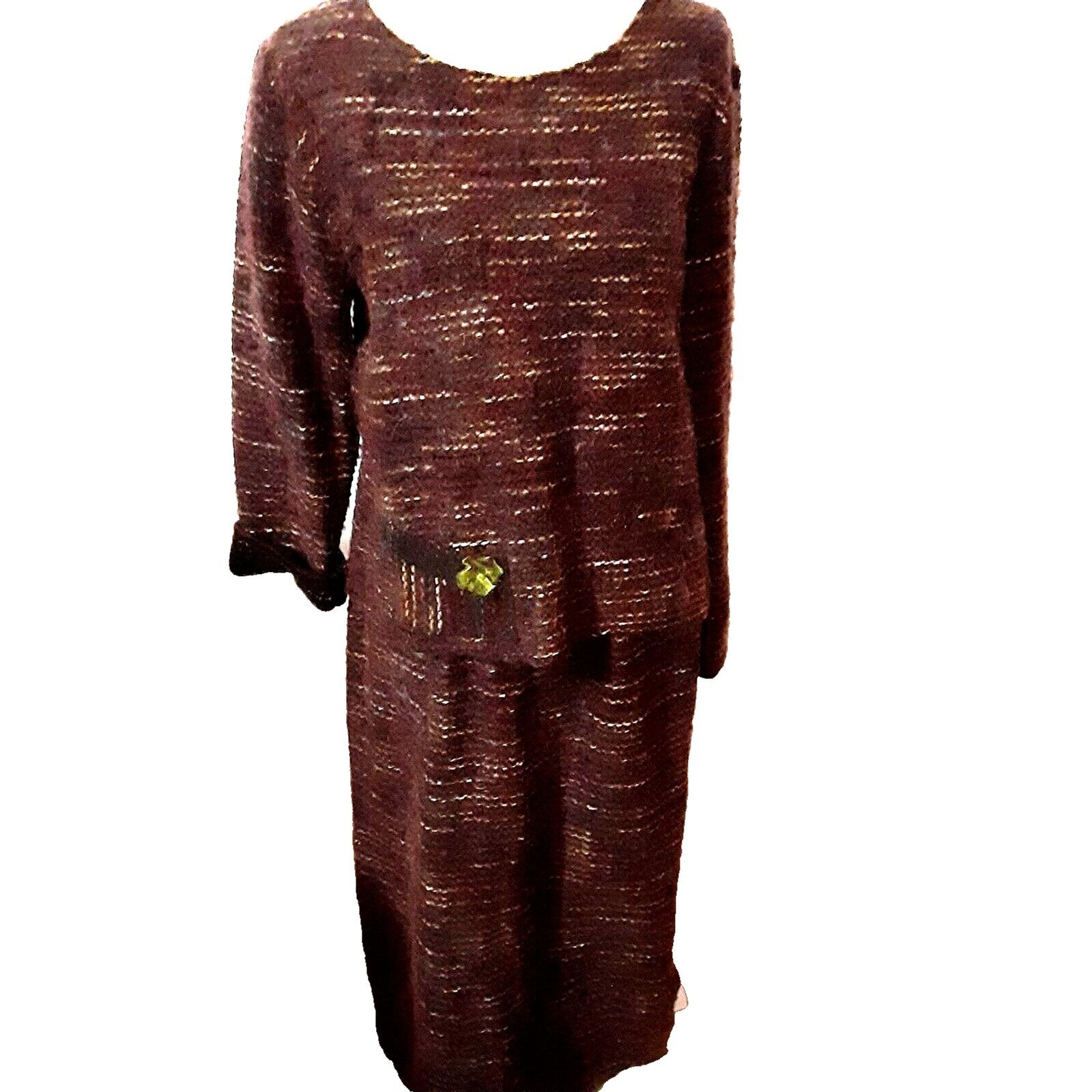 Structured Chaos Two-Piece Woven Dress Set Medium Deep Tones Mohair Blend Midi