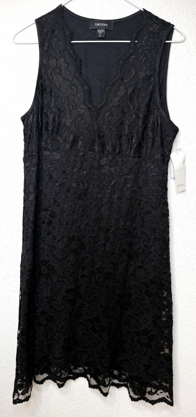 Karen Kane Black Lace Overlay Sleeveless Dress Sleeves Cocktail Midi Women’s XL