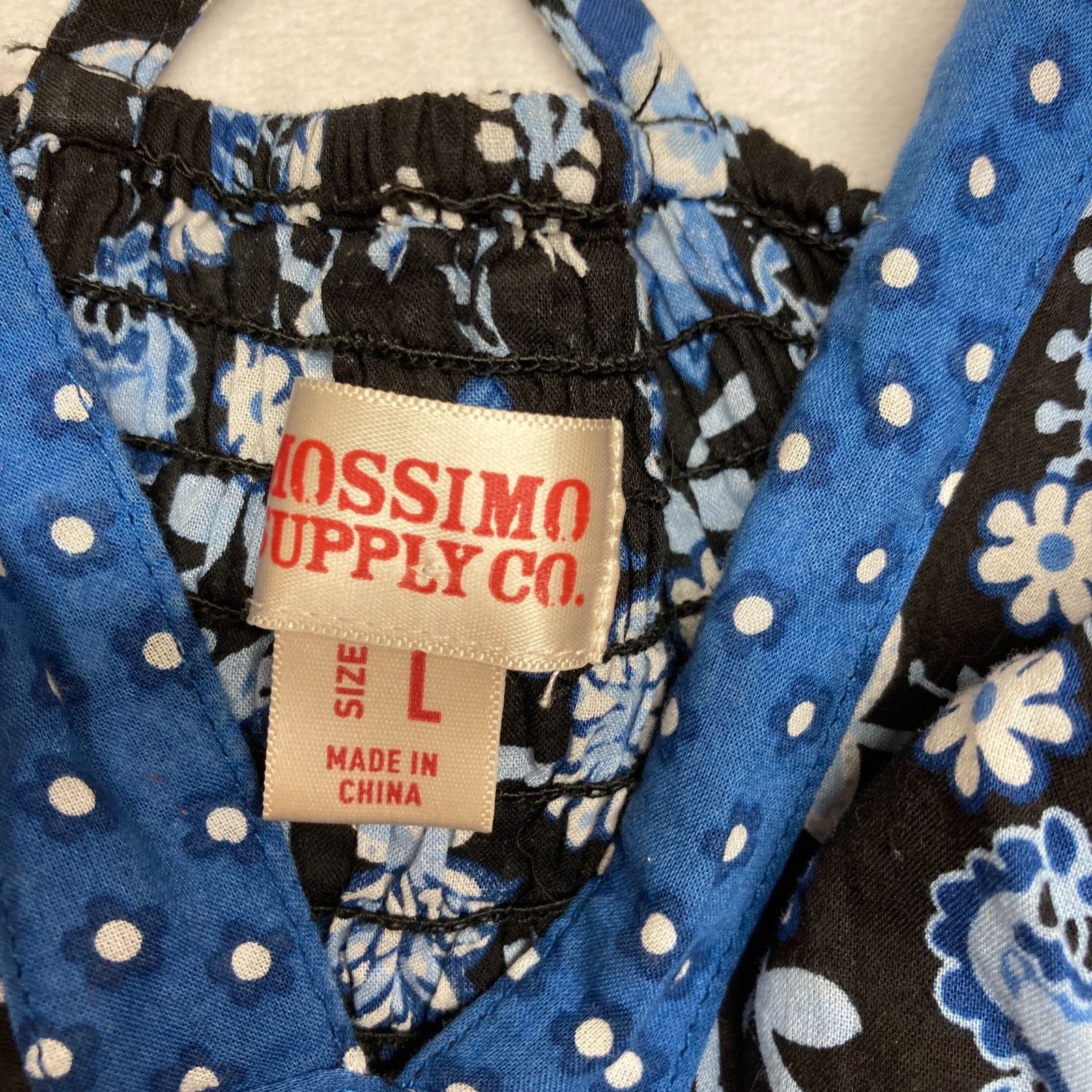 Vintage Y2K Mossimo Dress Large Blue Floral Babydoll Smocked Sundress