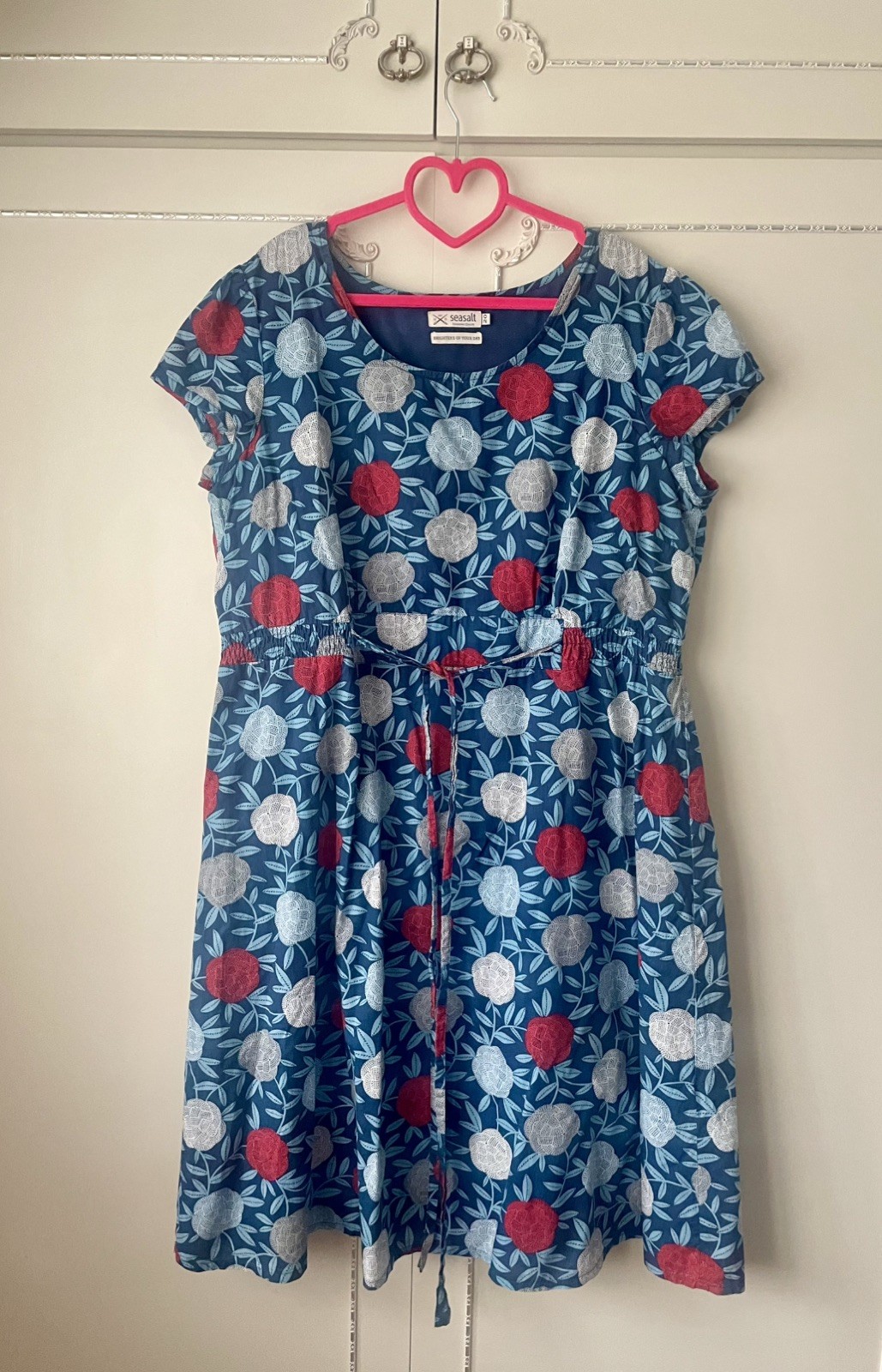 💝 Seasalt ” LOPTHORNE ” Dress Size 20 Blue Red White Floral Print
