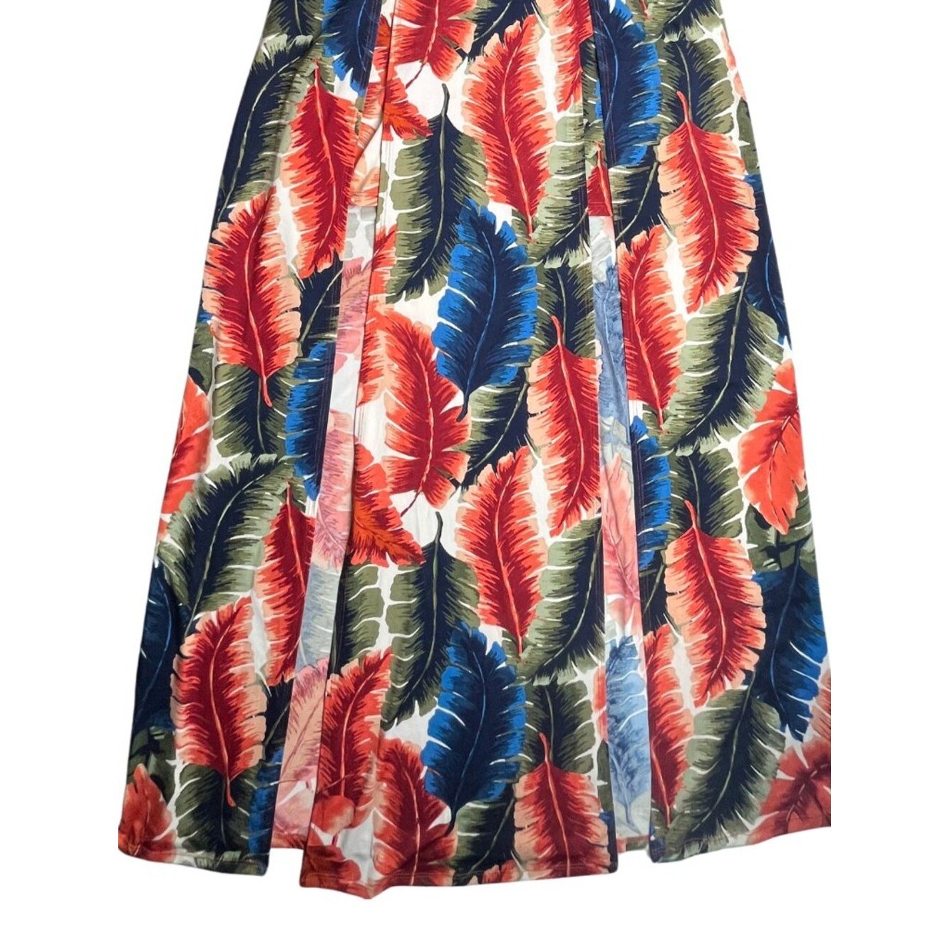 IRIS Tropical Palm Leaf High Low Maxi Dress Womens S Lace Up Summer Resort New