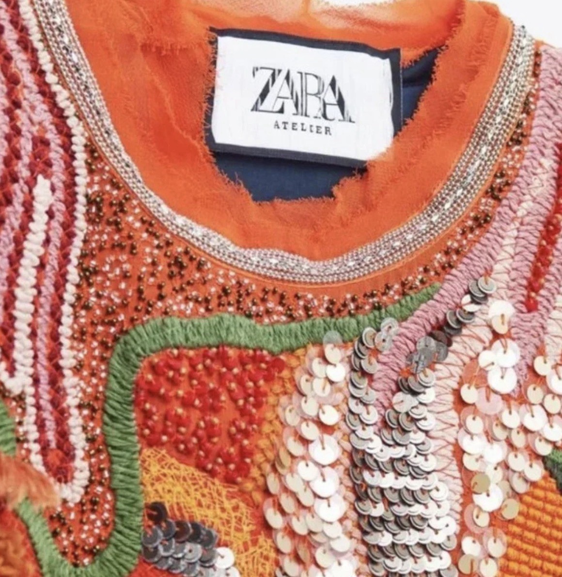 ZARA ATELIER BEADED DRESS LIMITED EDITION ORANGE NWT Size Small