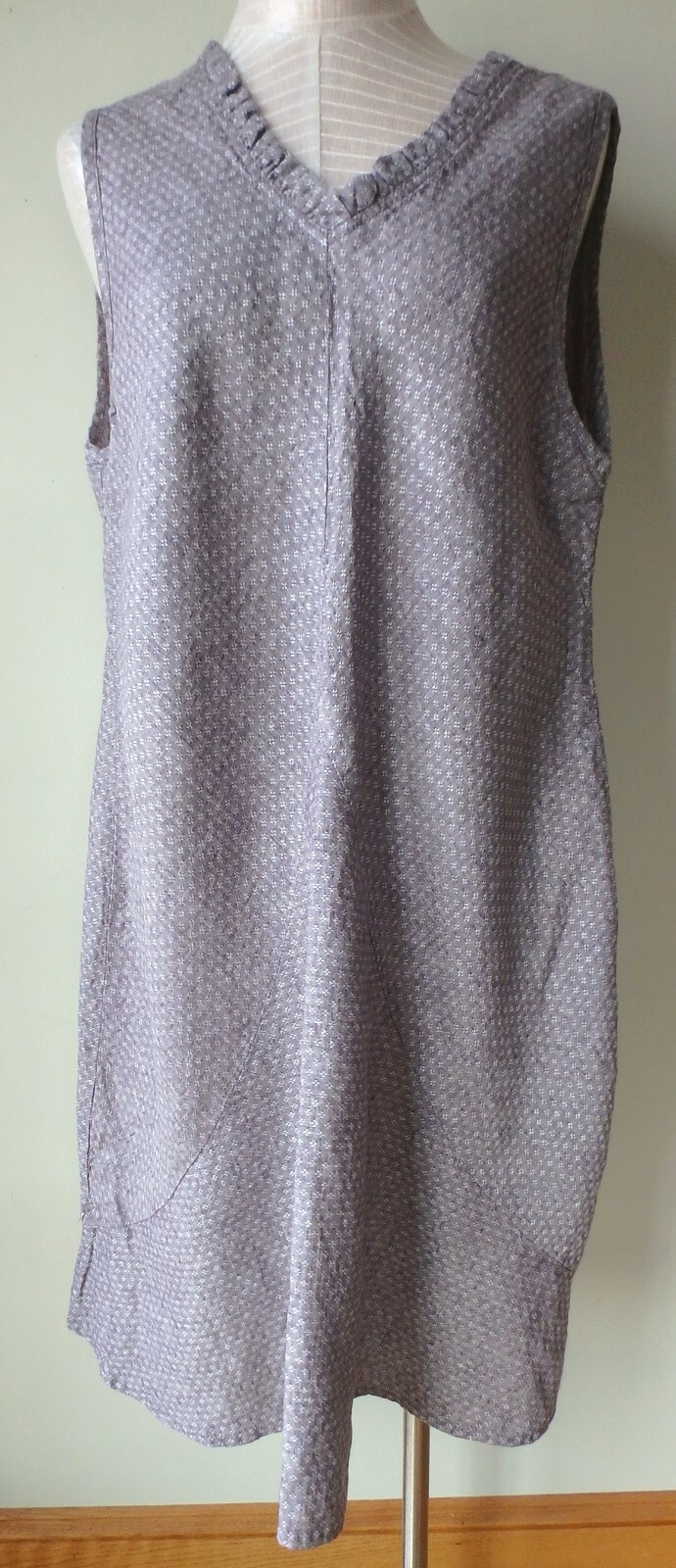 FLAX Designs Linen Dress M & L NWOT Special Dress Plum Fleur-de-Lis