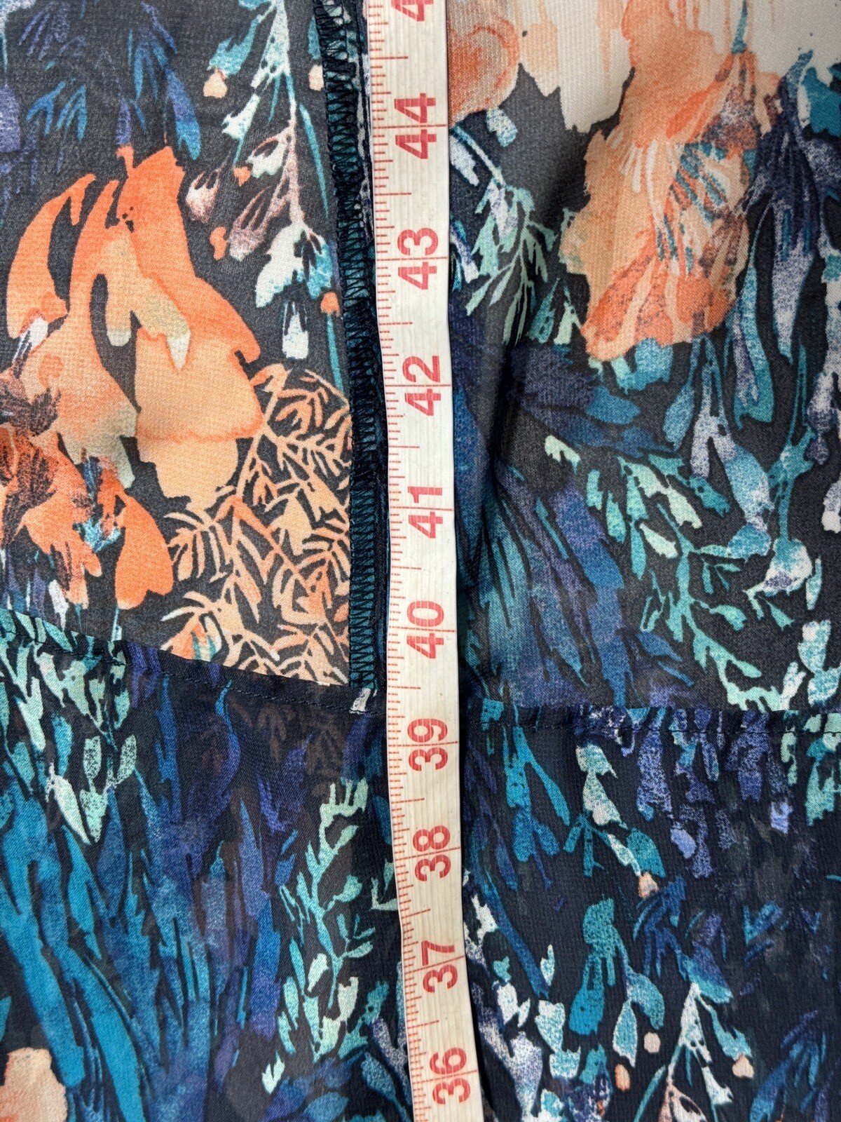 Old Navy Dress Blue Tropical Floral Silky Chiffon Hi-Lo Midi Beach Size XS Women