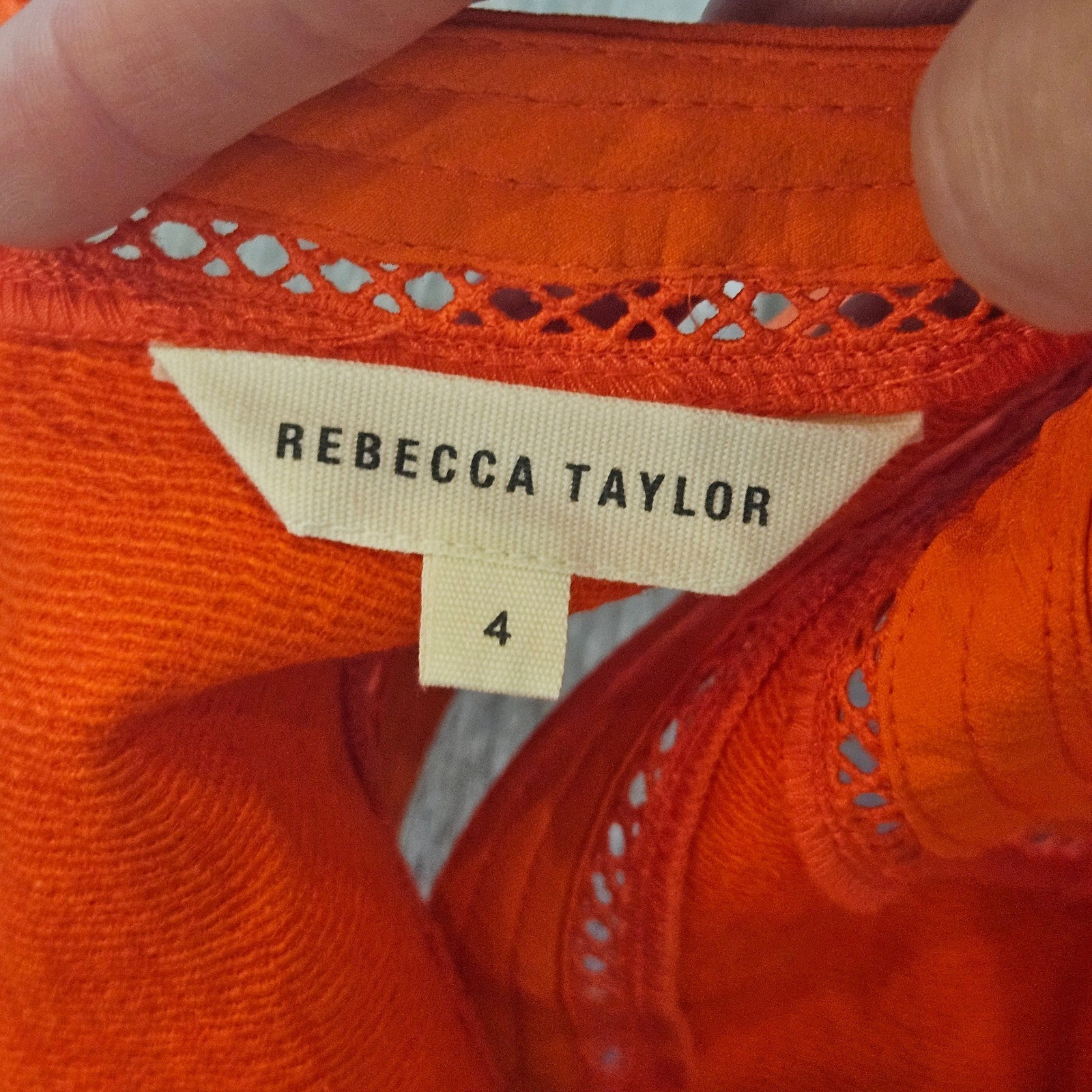 Rebecca Taylor Matelasse Sleeveless Dress Size 4 Orange Cocktail Summer Preppy