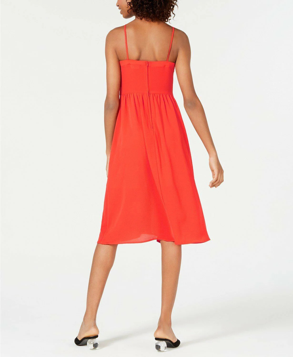 Teeze Me Juniors Bow-Tie Button MIDI Dress – Tangerine, Size 1