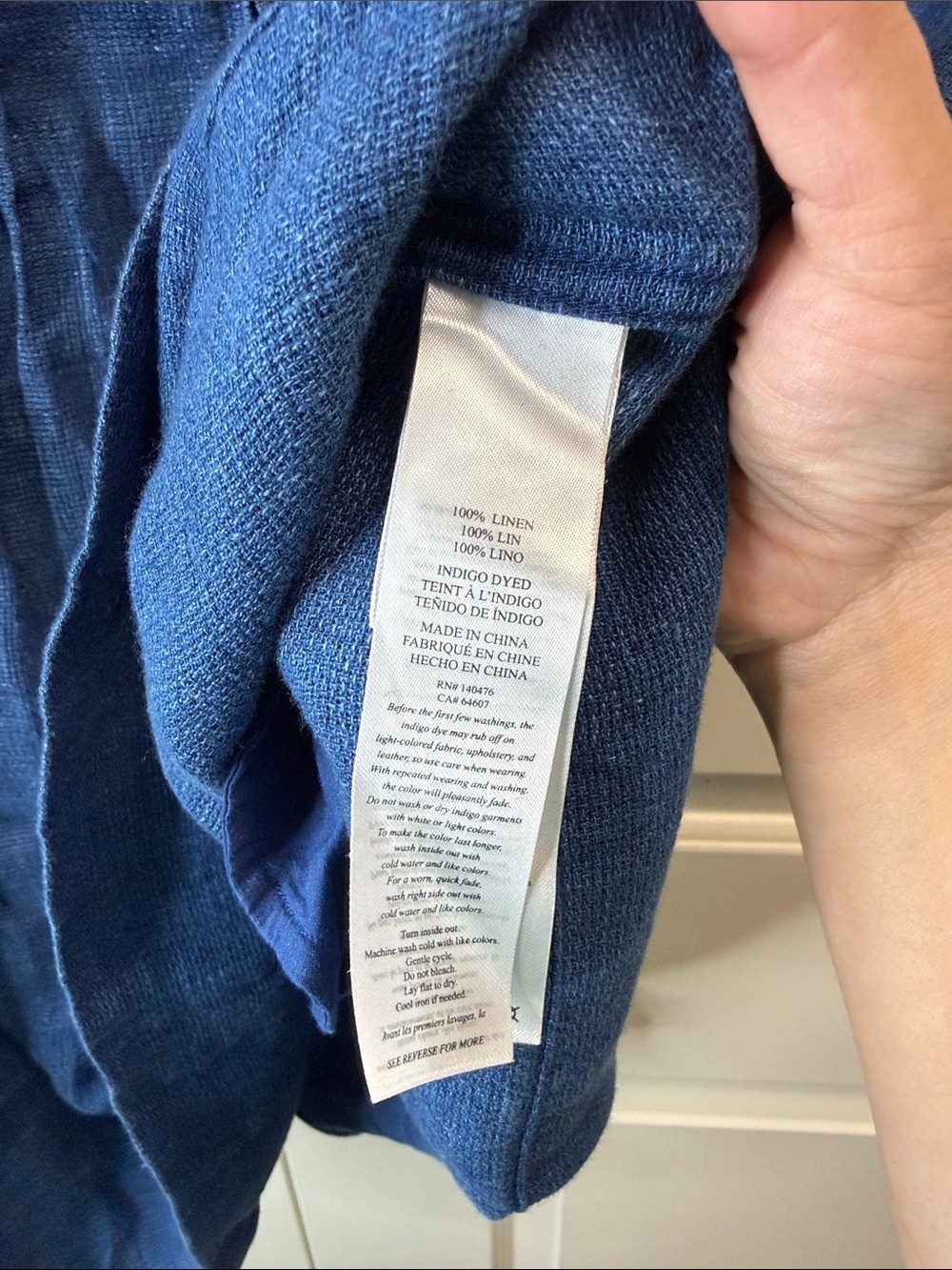 Faherty Isha Basketweave Dress XL Sleeveless Linen Indigo $168