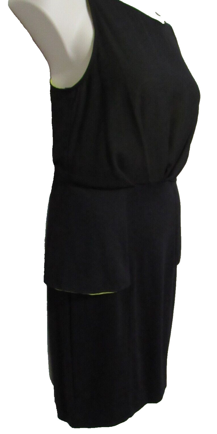 Black Sheath Cocktail Dress Womens 8 Peplum Cutout Back Event Formal Knee Length