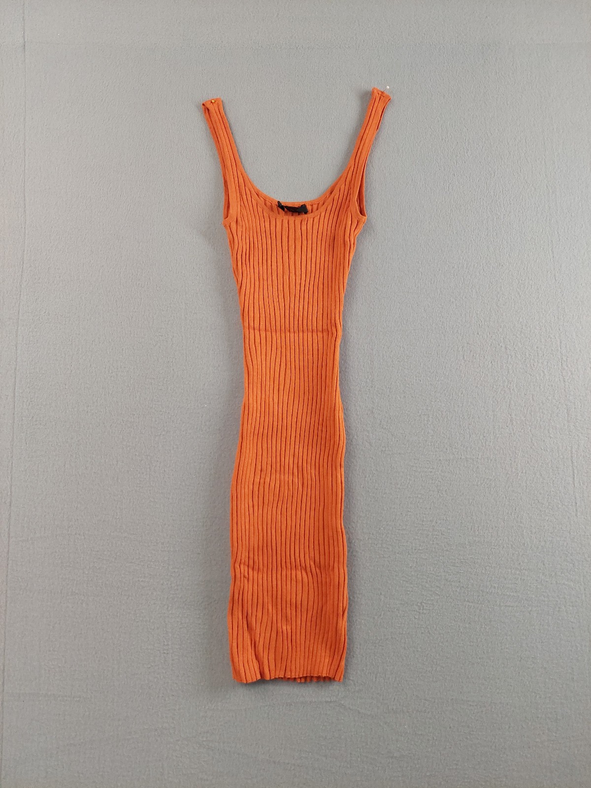 Hera Collection Women Tank Dress S Orange Ribbed Pullover Casual Bodycon Style