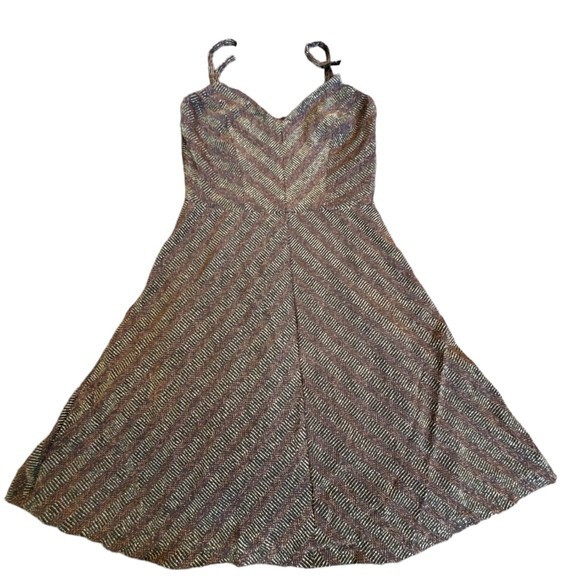 Dress the Population Trista Strappy Chevron Dress Womens Small Copper Gold NWT
