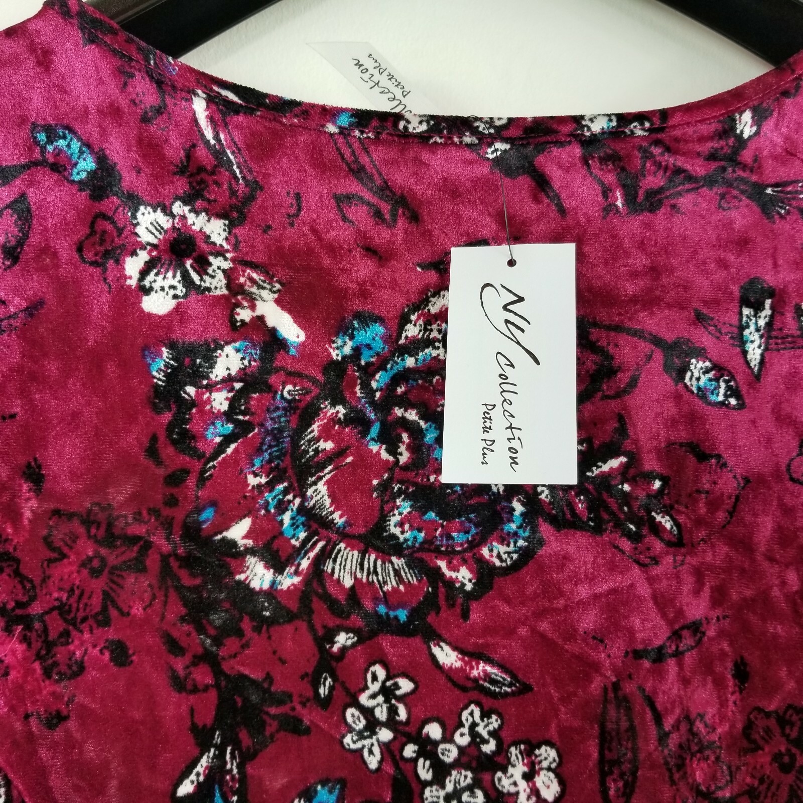 NY Collection Womens Plus Size 2XP Wine Victoria Floral Half Sleeve Dress NEW