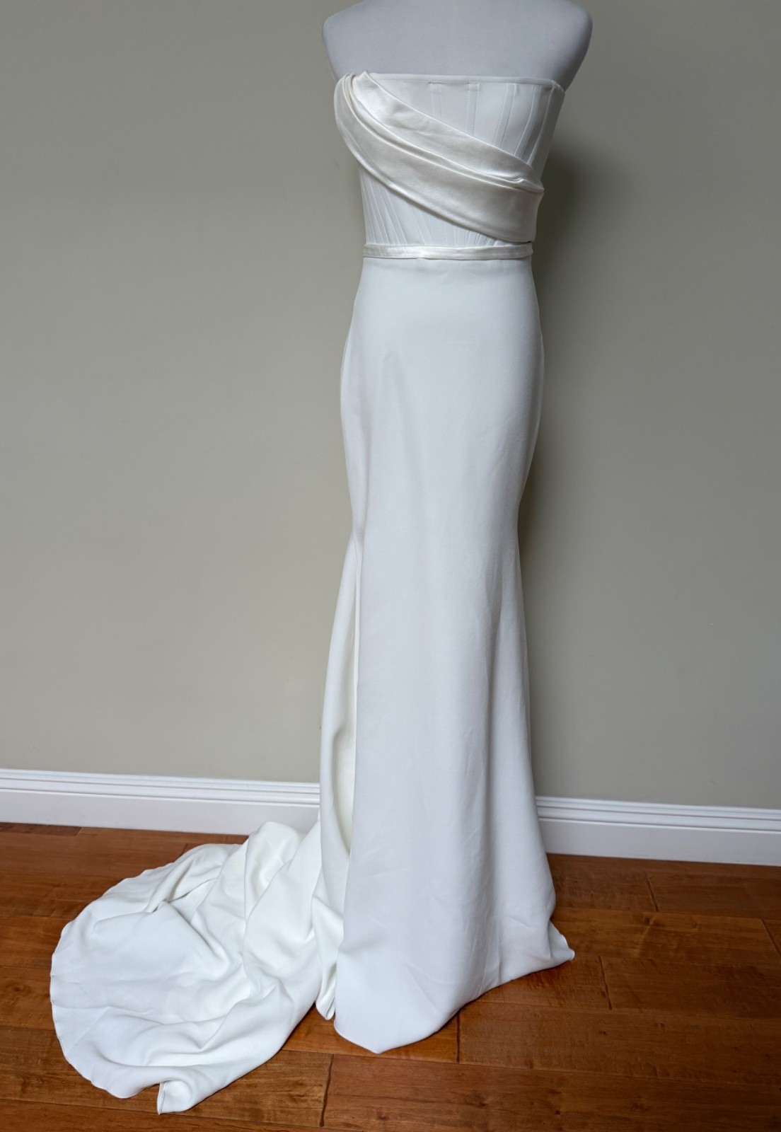 Alex Perry Elyse White Strapless Corset Draped Wedding Gown Dress 8 US 4 $6500