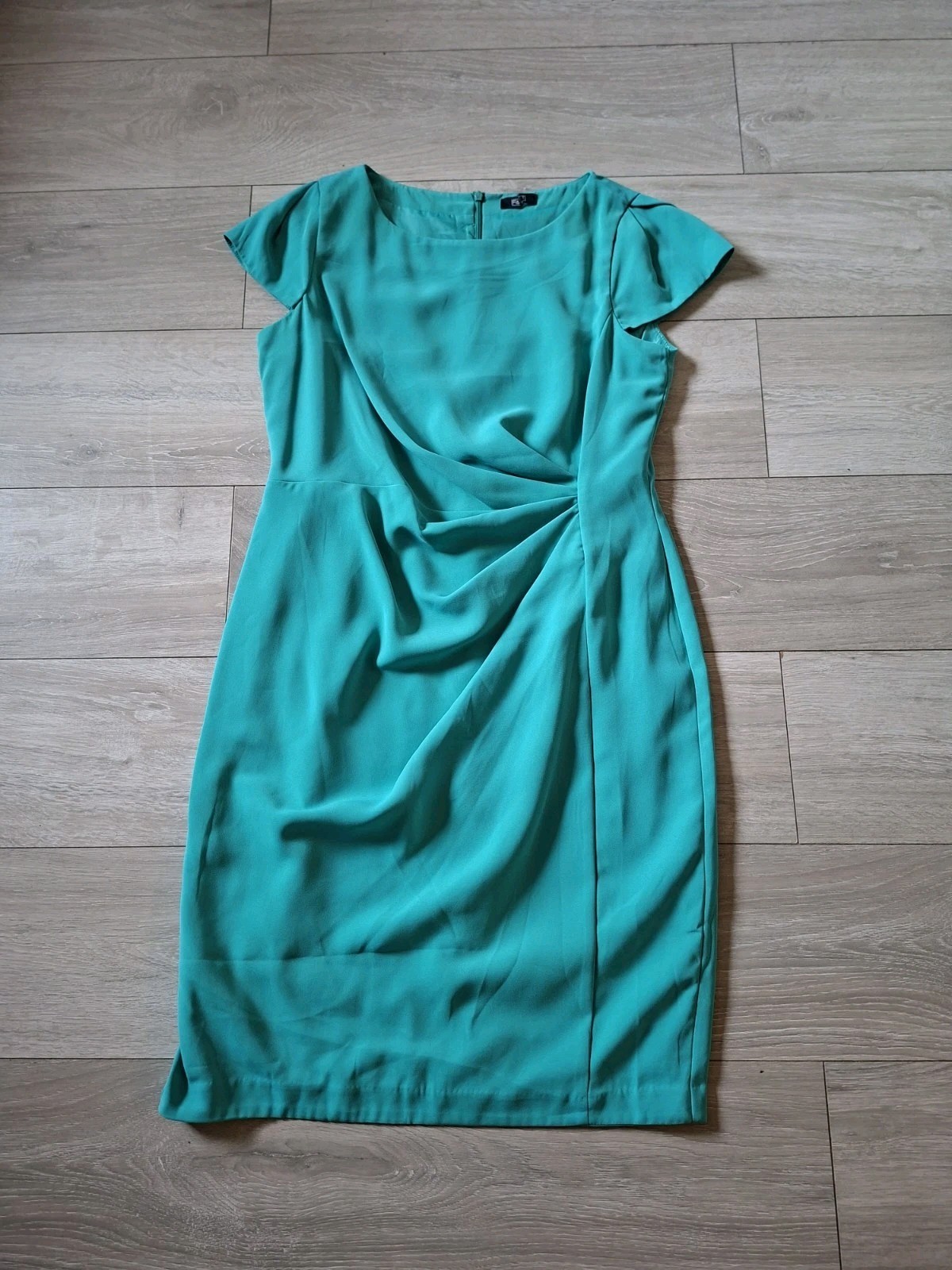 F&F Jade Green Pencil Dress Shift Wiggle Side Ruching Smart Office Wedding UK16