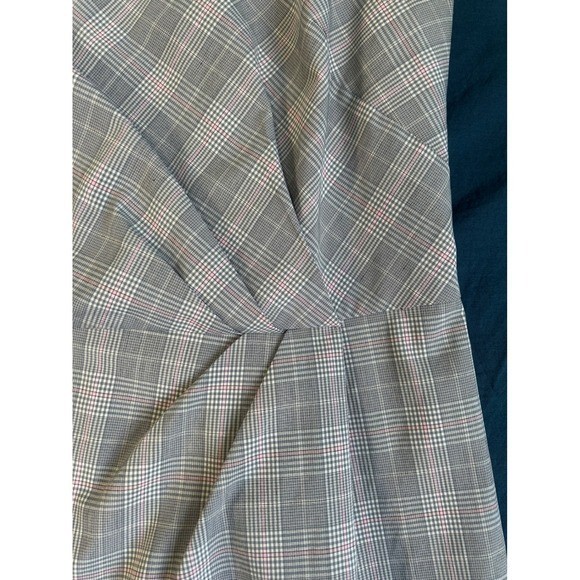 Ann Taylor Grey Plaid Faux Wrap Sheath Dress Sleeveless Professional Size 12