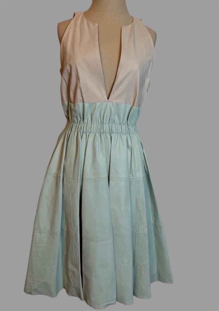 NWT Thakoon Calf leather dress tan and robin’s egg blue Size 8/ S/M