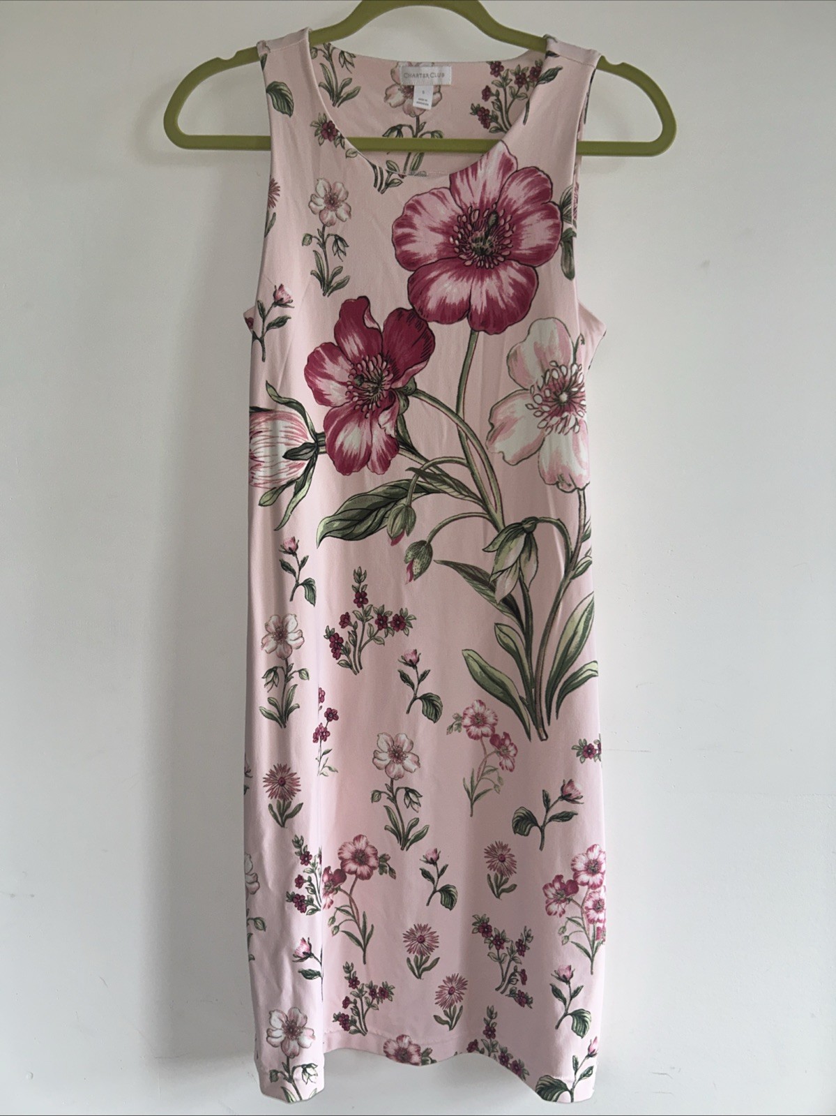 Charter Club Women’s Sleeveless Dress Pink Floral M Medium Stretch Knee Length
