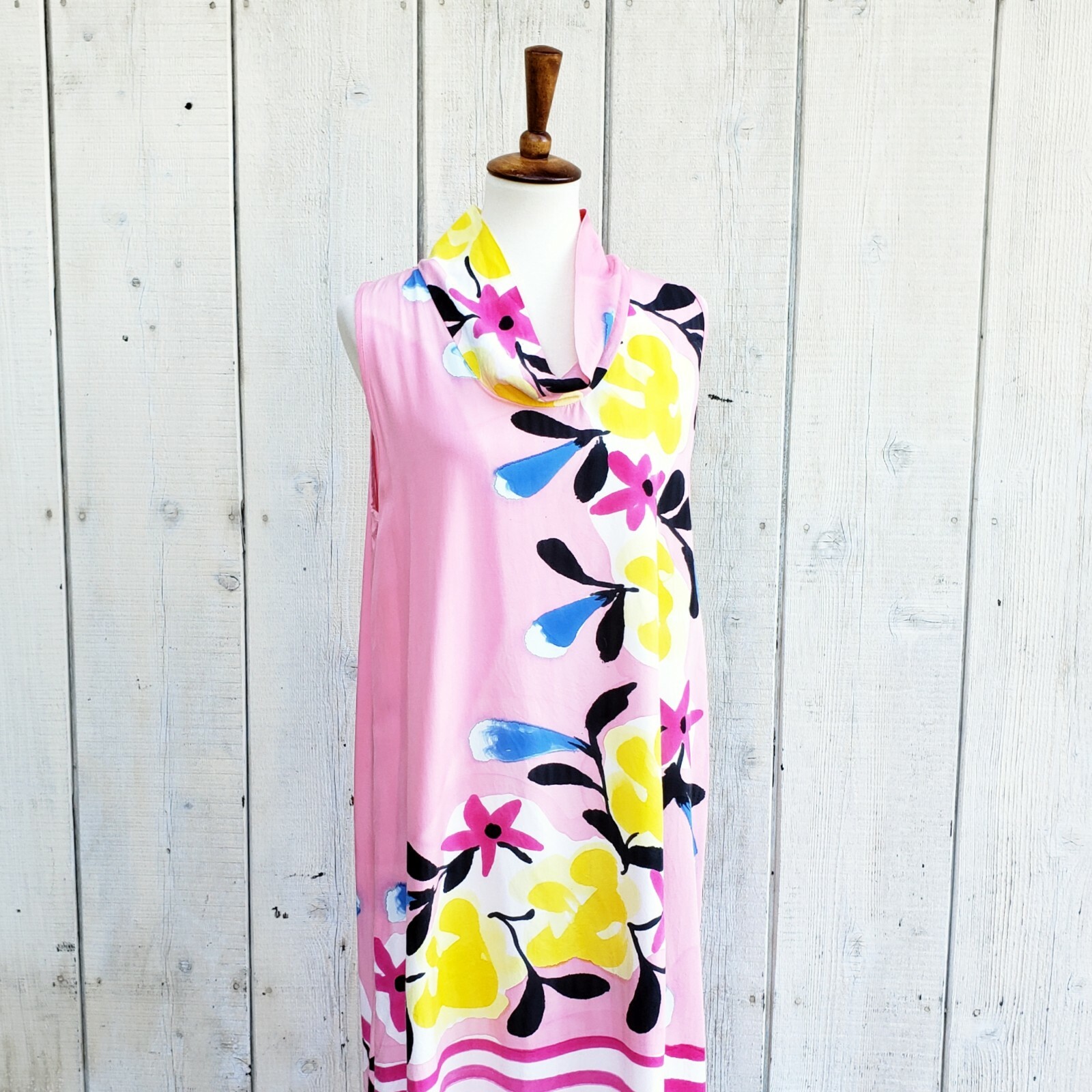 Yodyoko Designer Hand Painted Art to Wear Colorful Graphic Print Dress Size L