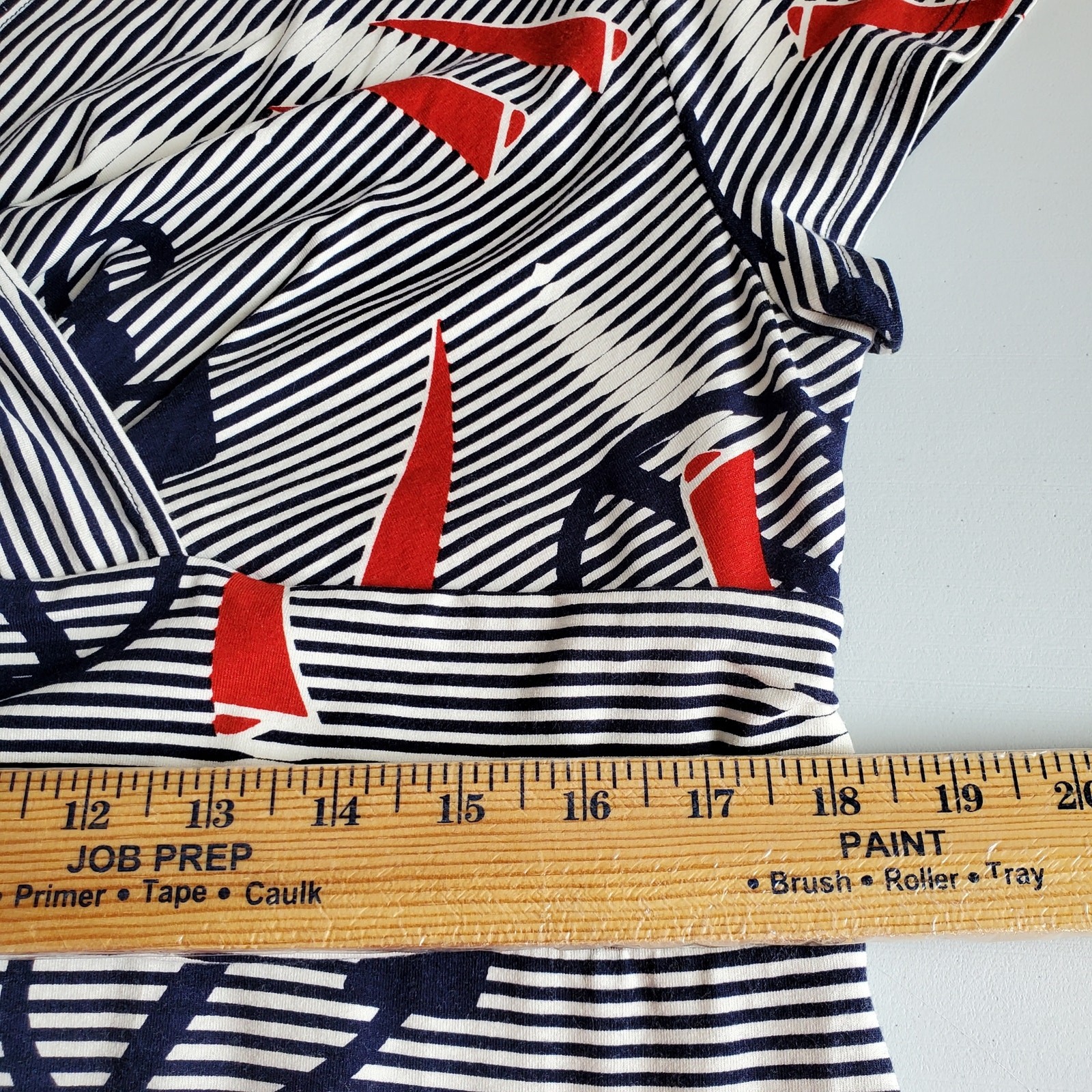 Talbots Blue White Nautical Midi Dress L Classic Casual Career Preppy Stretch
