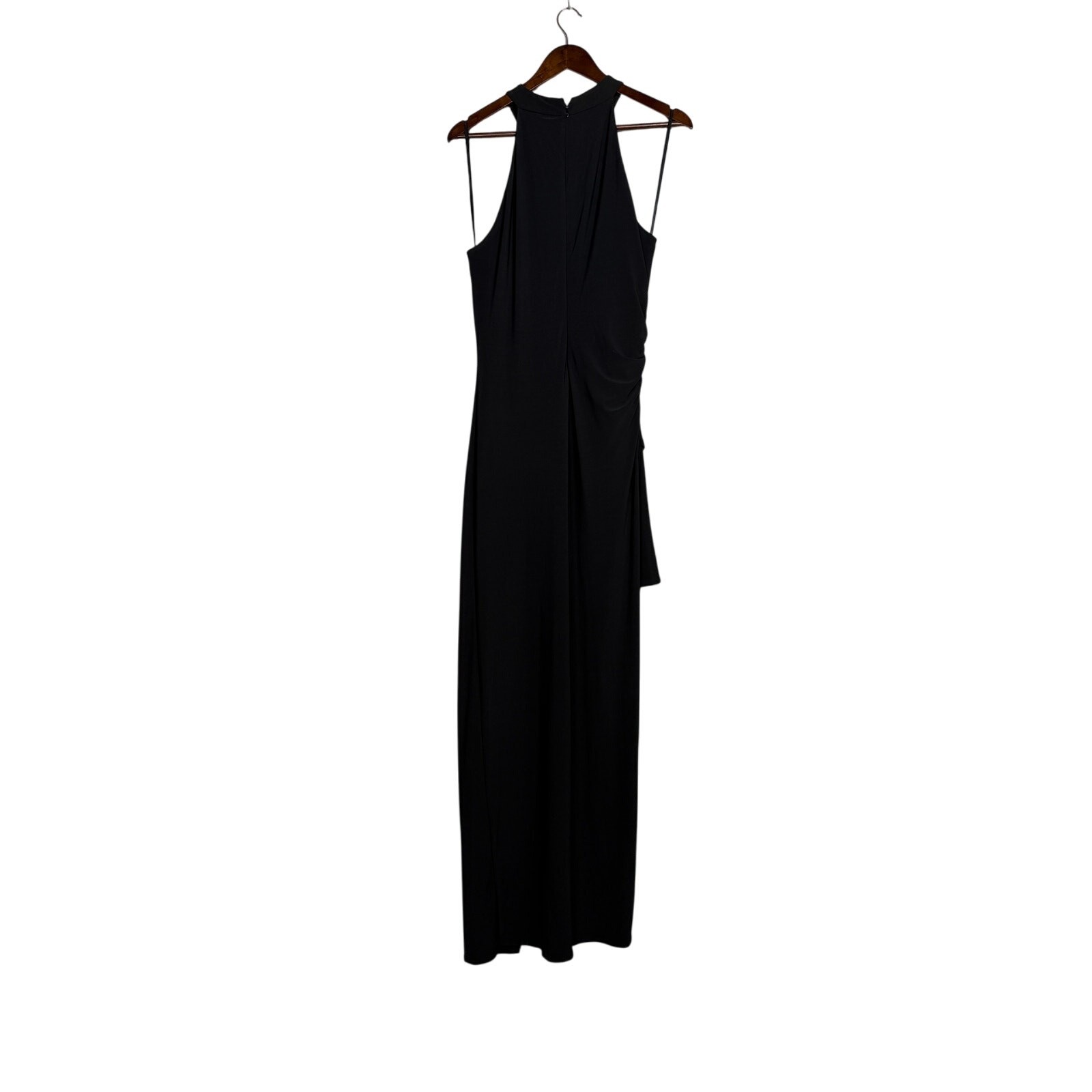 Laundry by Shelli Segal Sleeveless Mock Neck High Low Gown Back Zip Up 10 Black