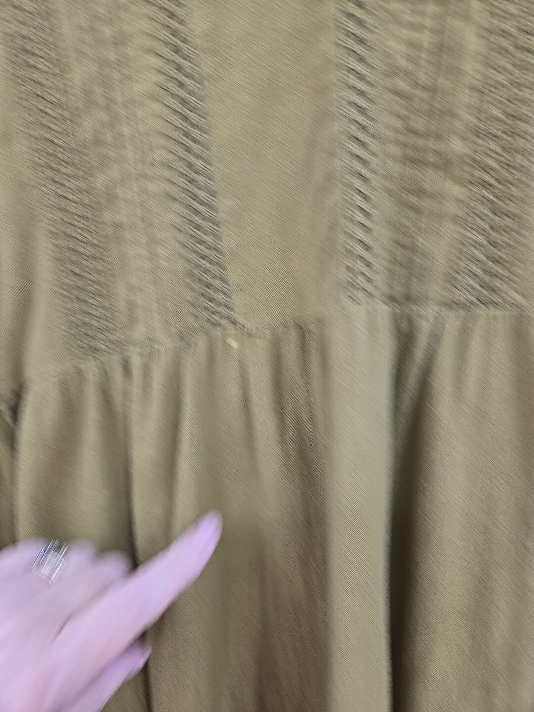 Junarose by Vero Moda Cotton Tiered Dress Size 12 Pleats V-Neck Khaki