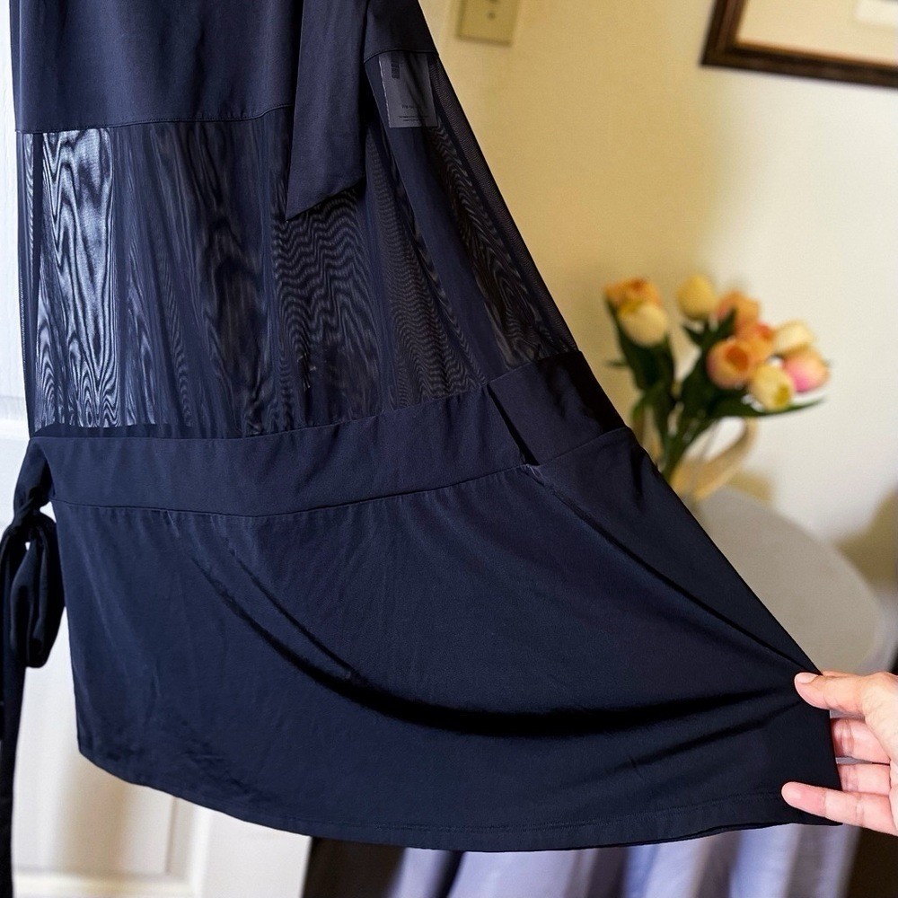 Buci Fia Sheer Panel Maxi Dress Black Sustainable Polyamide Large NWT‎