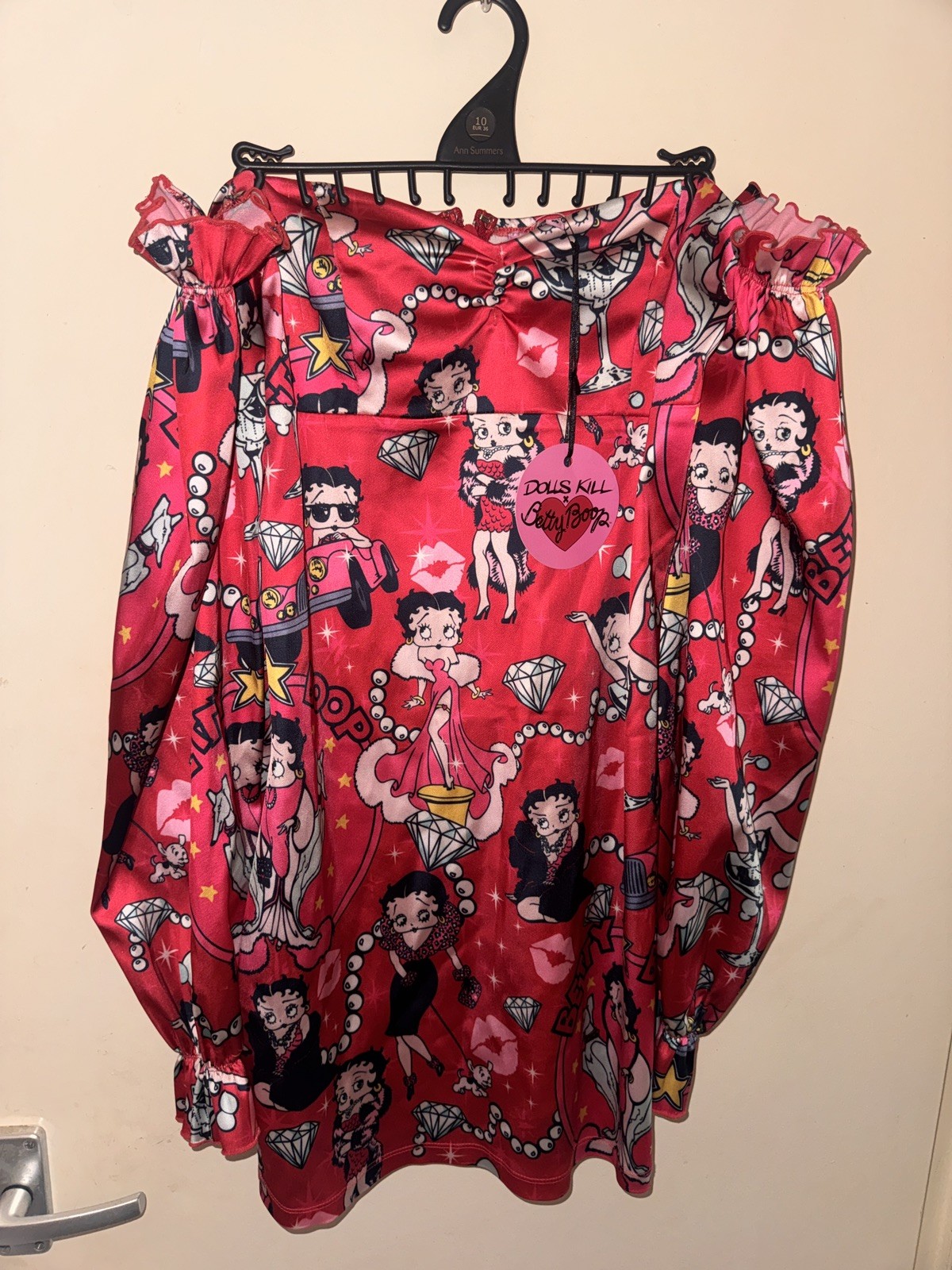 Dollskill Betty Boop Lover Catch A Kitten Satin Dress Limited Edition M NWT