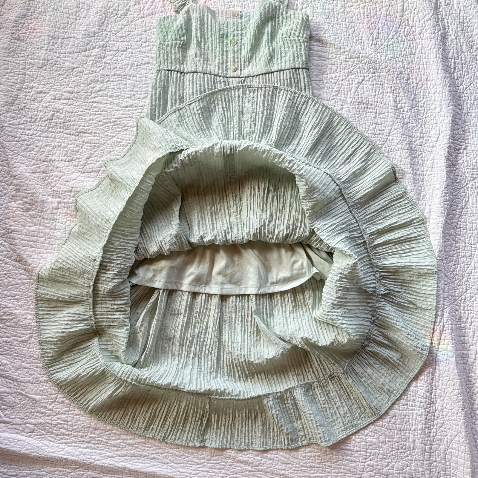 By The River Sage Green Tiered Midi Dress Size S Cottagecore Prairie Regencycore