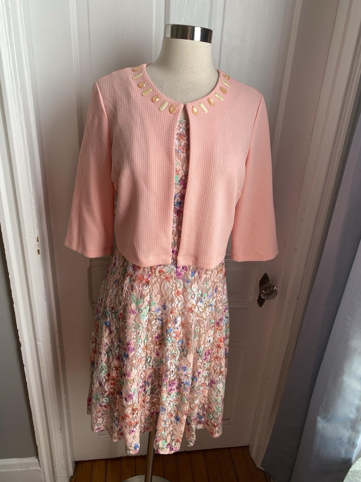 PRECEPTION NEW YORK PINK FLORAL LACE PULLOVER DRESS-PINK SWEATER TOP-SIZES!