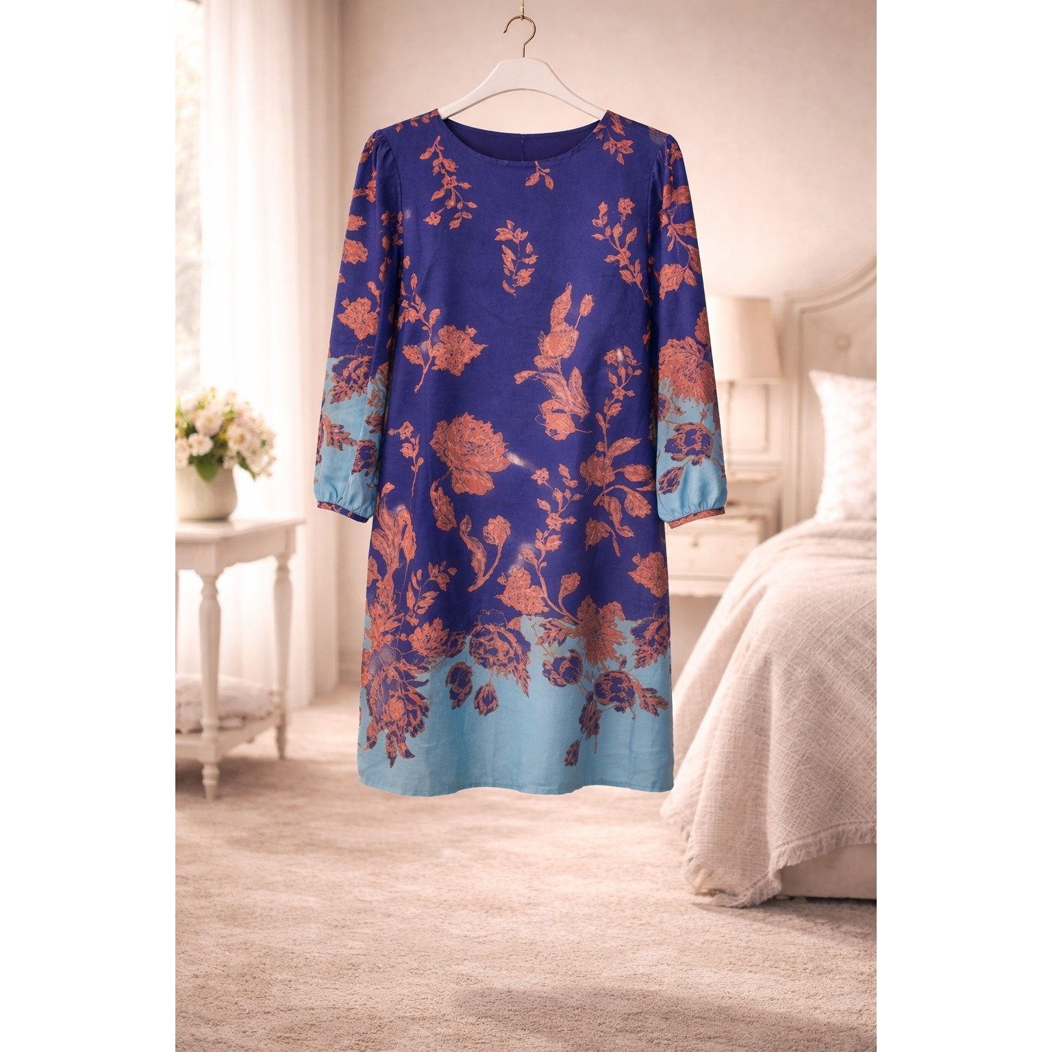 Bow & Arrow Downtown Coquette Boho Hippie CottageCore Blue Floral Sheath Dress