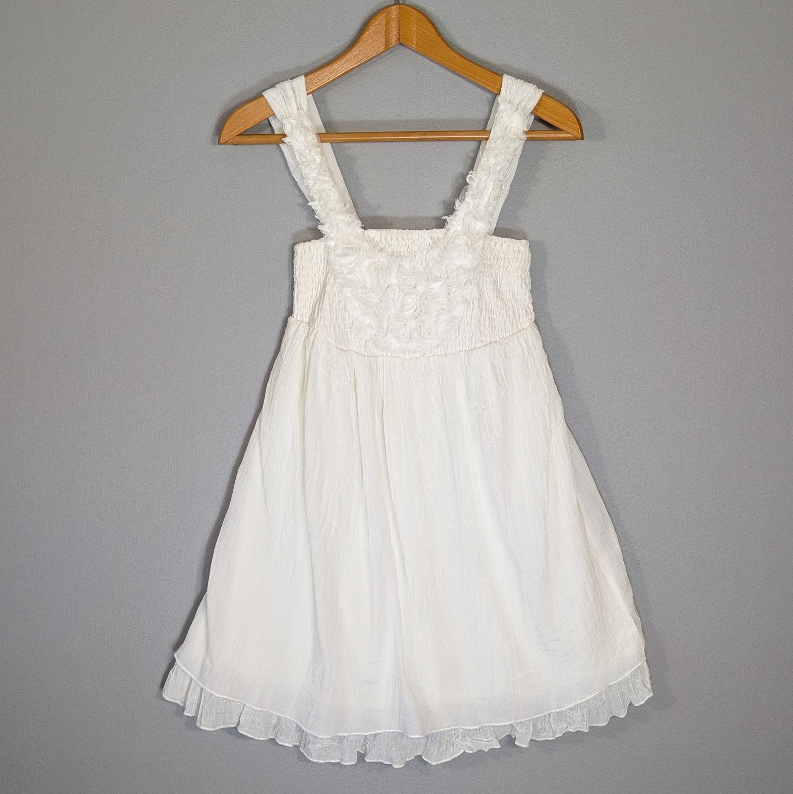 Vintage Y2K Wet Seal White Babydoll Mini Dress Cottagecore Resort Woman’s Size S