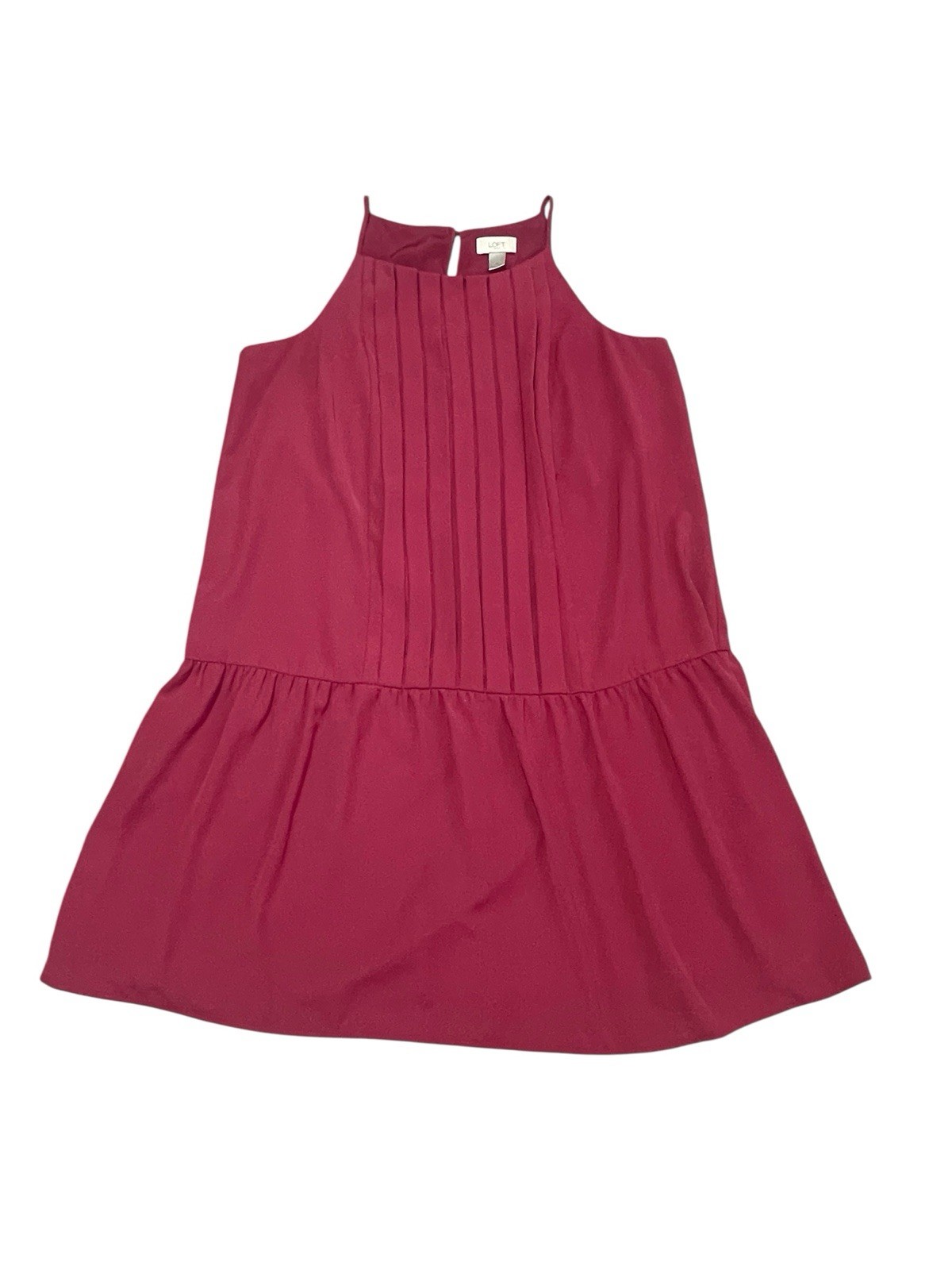 Loft Dress Drop Waist Raspberry Red Pink Flapper XL Pleated Magenta
