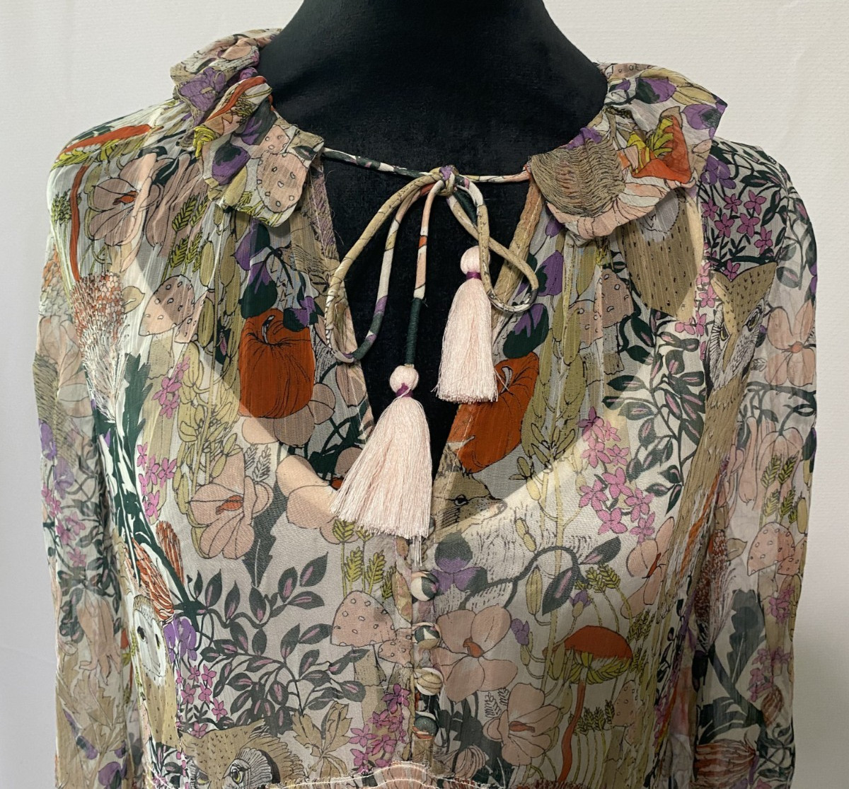 Anthropologie Marais Owl Cupro Boho Maxi Dress Slip NWT XS India