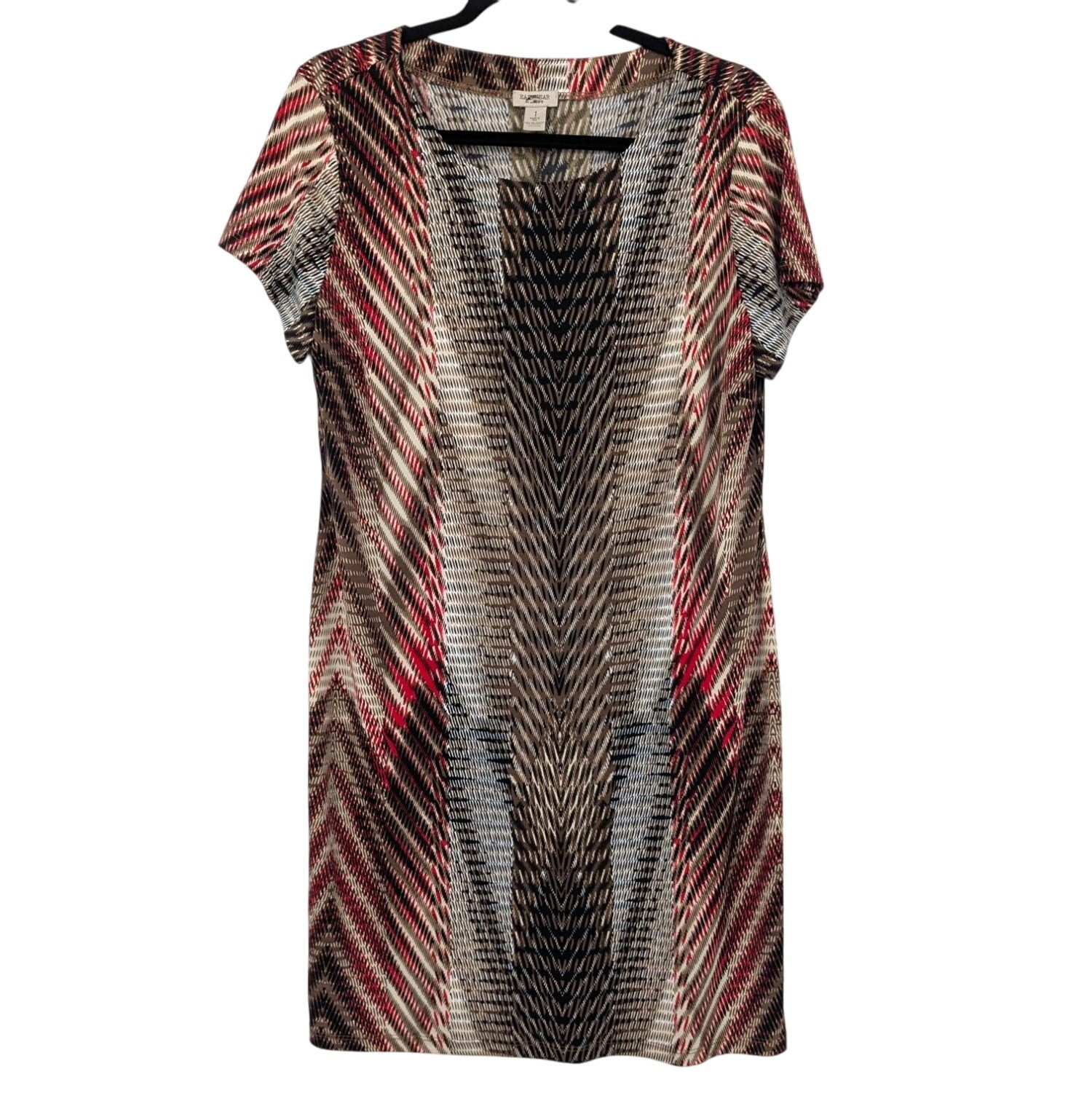 Vtg Shift Dress Tunic Tribal Aztec Print Stretch Boho Vacation Indie USA Medium