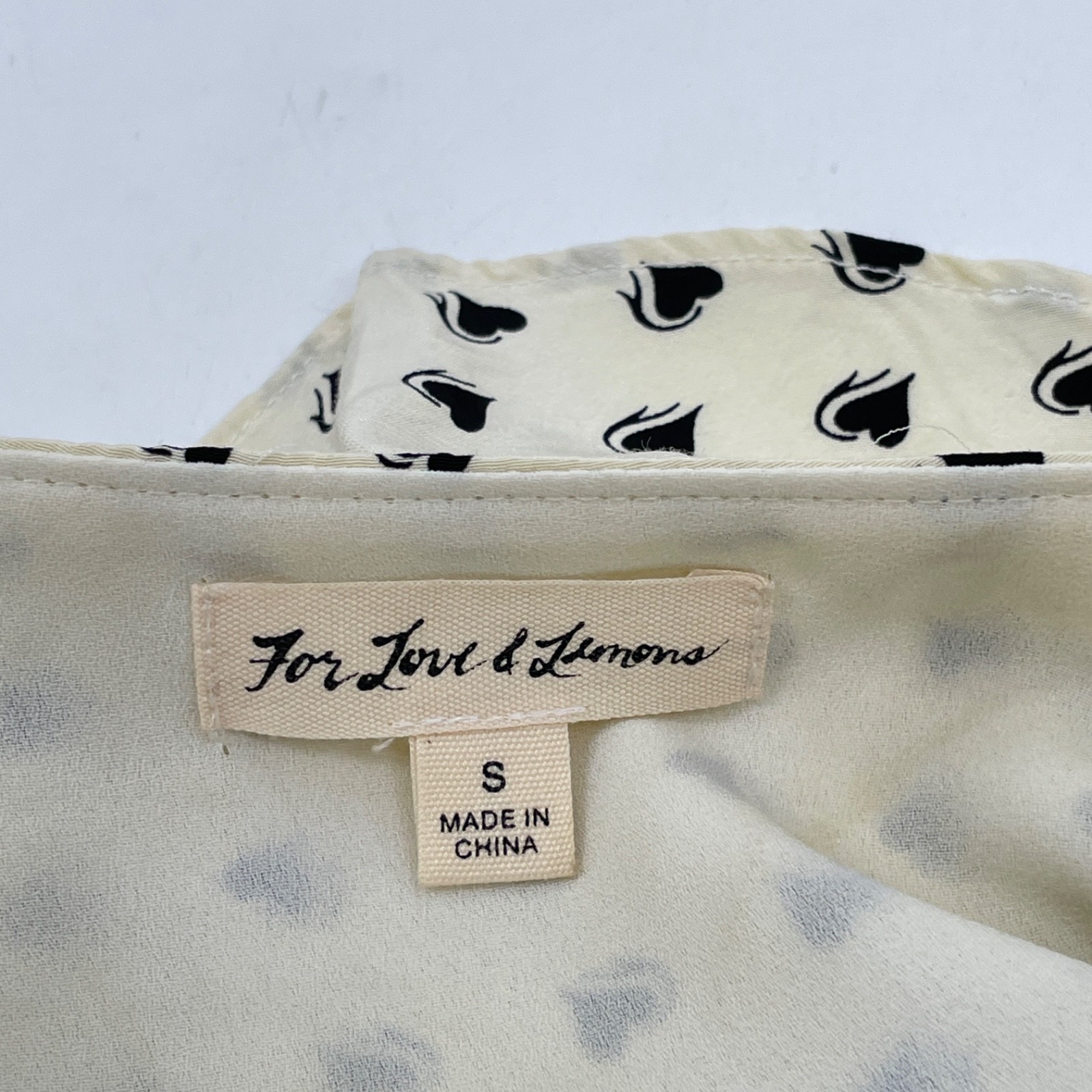 For Love and Lemons womens size S Sweetheart Wrap Mini Dress in Creme Hearts