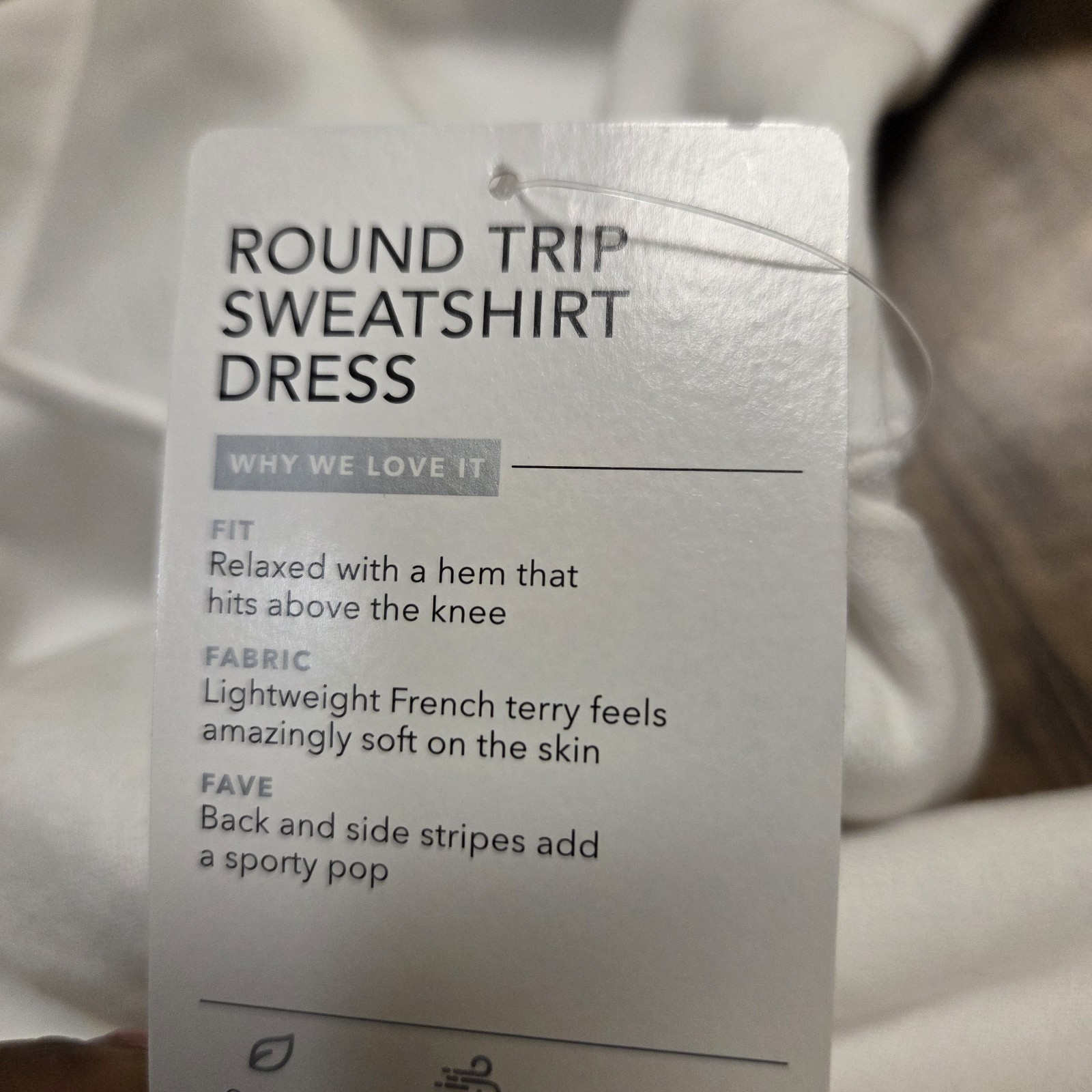 Athleta Round Trip Sweatshirt Dress Women L White French Terry Sporty Athleisure