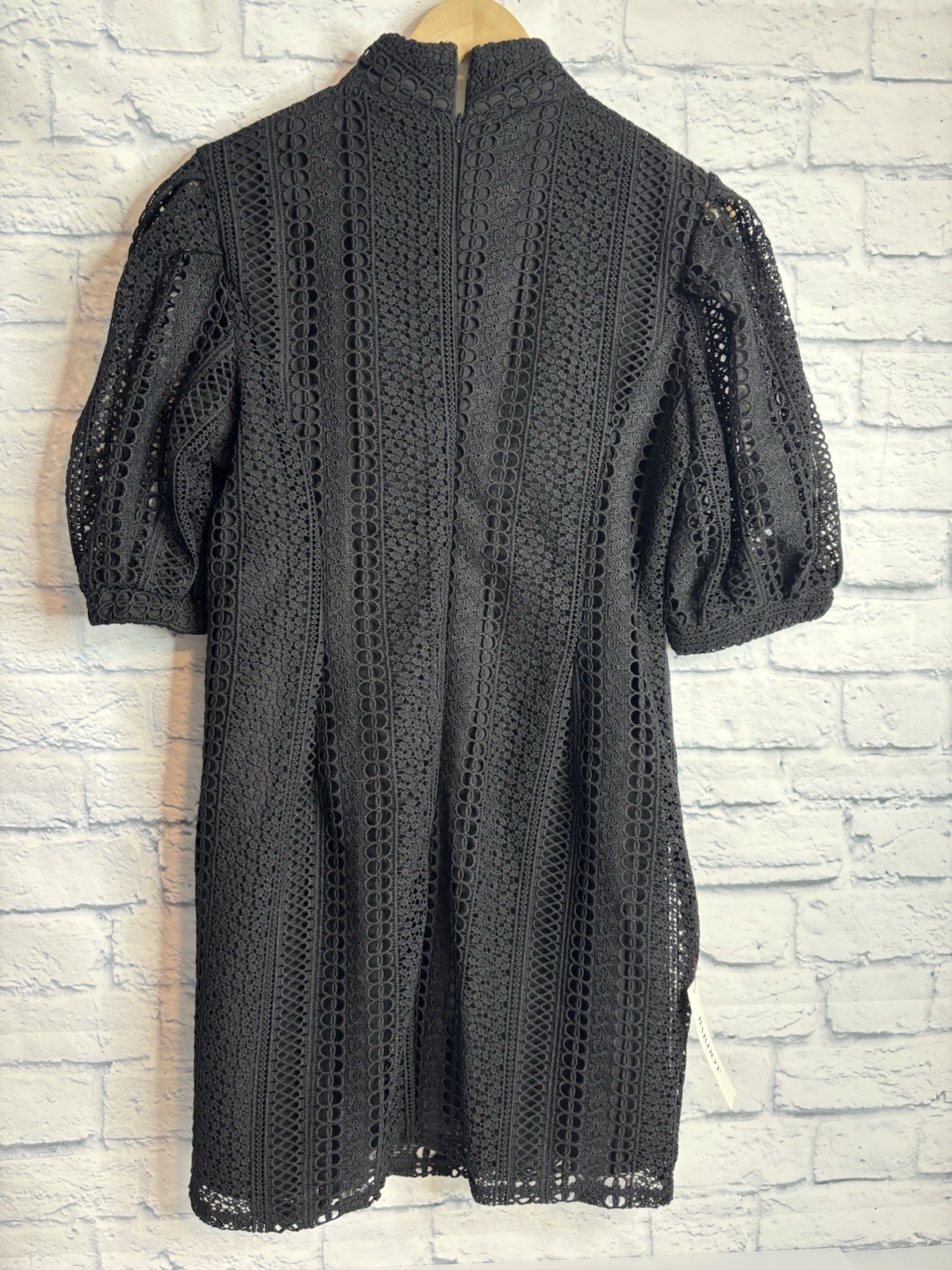 Bardot Brooke Lace Dress Black Size 12 XL NWT Puff Sleeve Mock Neck Cocktail