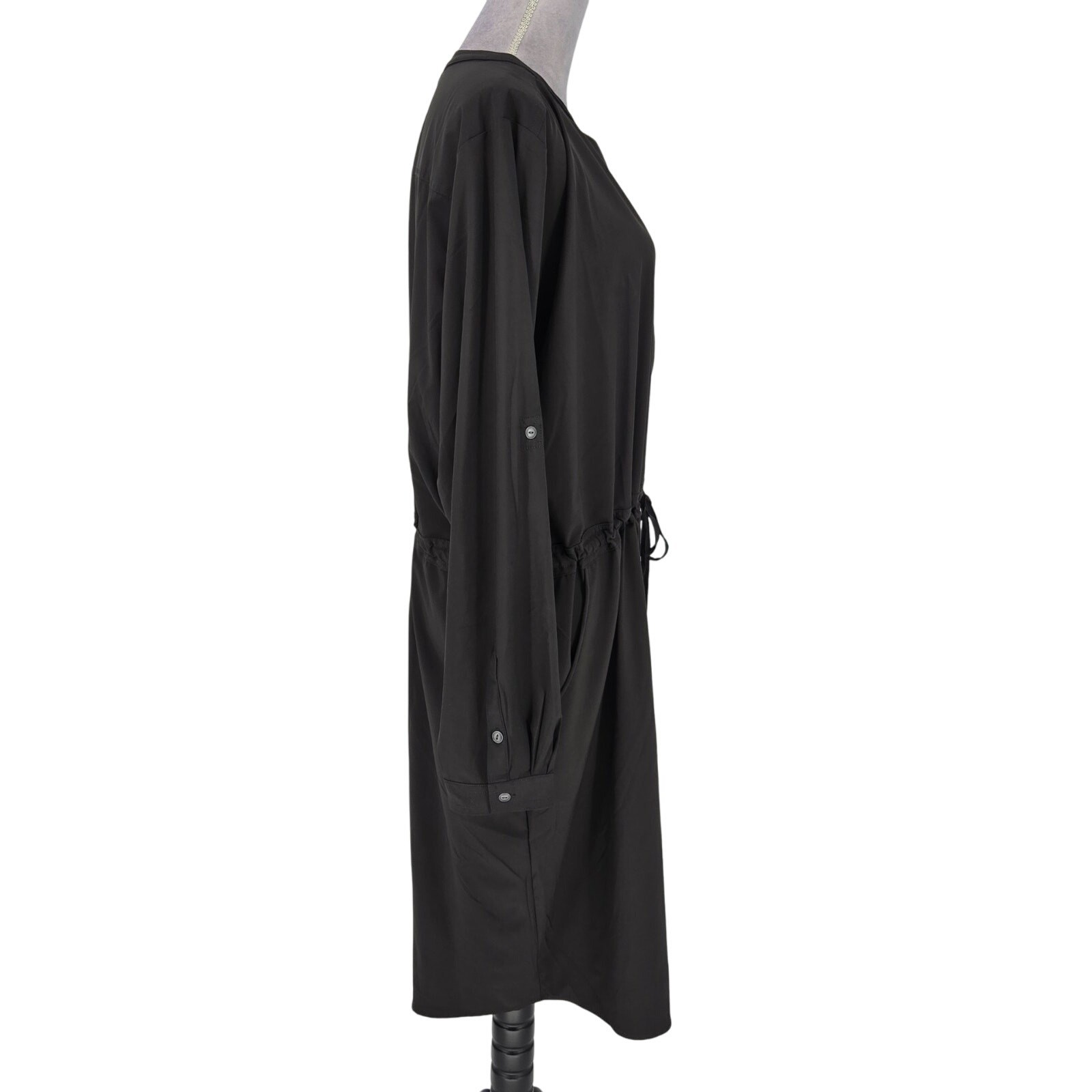 Orvis Dress Womens 2XL Black Henley Tie Waist Stretch Pockets Pack and Go New