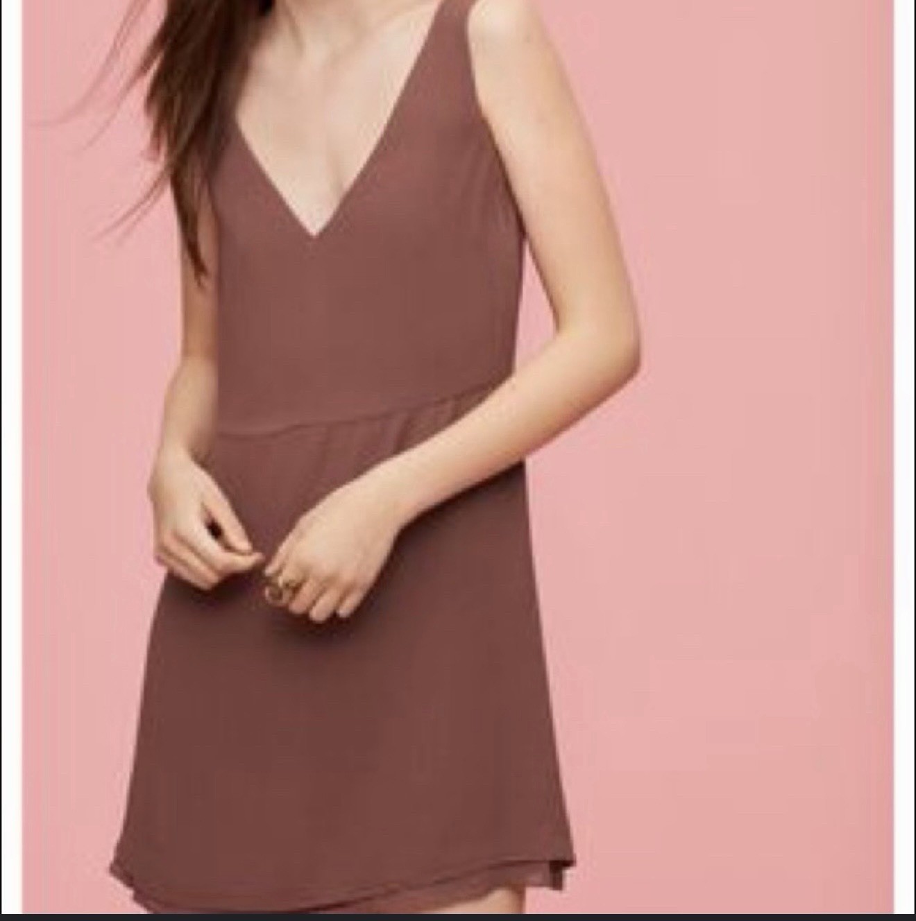 Little Moon Aritzia Tank Dress Size 0 Brown Lined V-Neck Sleeveless Mini