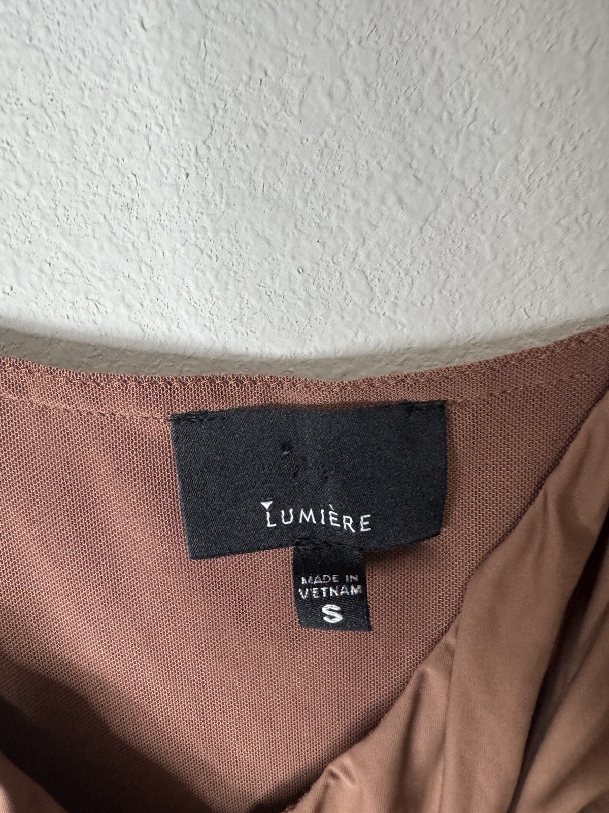 Lumiere Brown Solid Ruched Adjustable Mini Dress V-Neck Sleeveless S