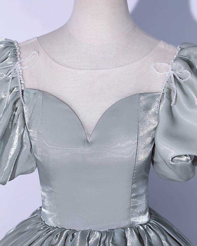 Sky Blue Off Shoulder Satin Tea Length Dress Pleated A Line Cocktail Party Gown