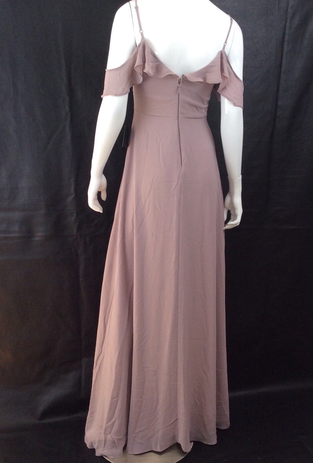 Soieblu Mauve Chiffon Cold Shoulder Ruffle Maxi Dress Formal Wedding Fairycore S