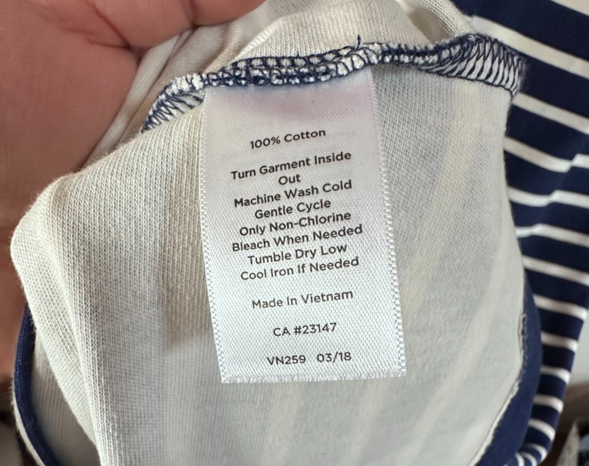 Talbots Large Navy & White Stripe Red Floral Midi Shift Dress Nautical Patriotic