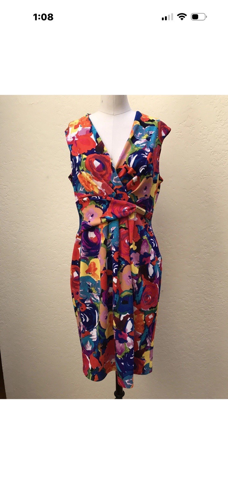 New Ellen Tracy colorful Floral sheath Dress Sleeveless 10P Petite